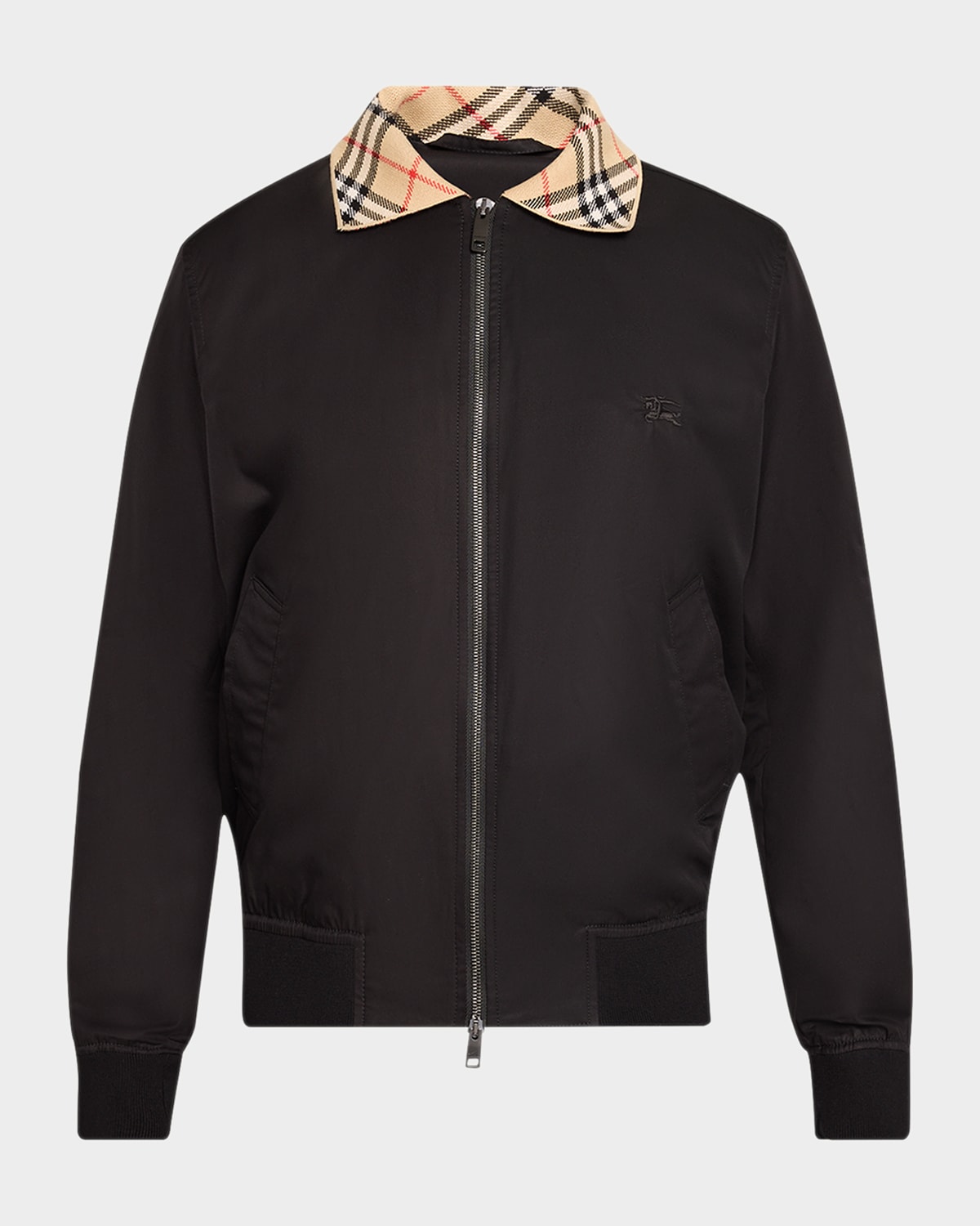 Burberry Men & Apos;s Glenfields Nylon Check-collar Blouson In Black