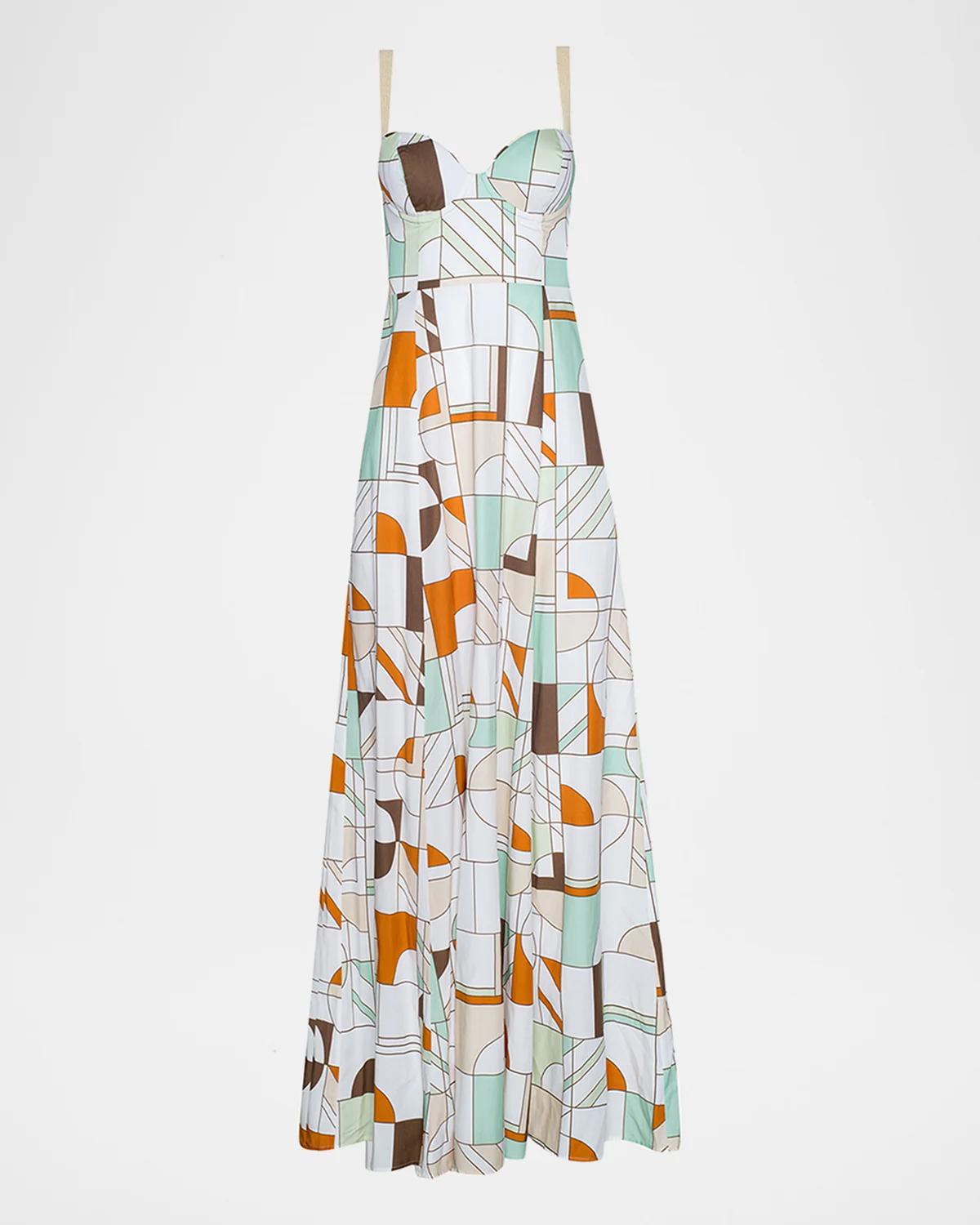 L 'AGENCE Sutton Geometric Maxi Dress