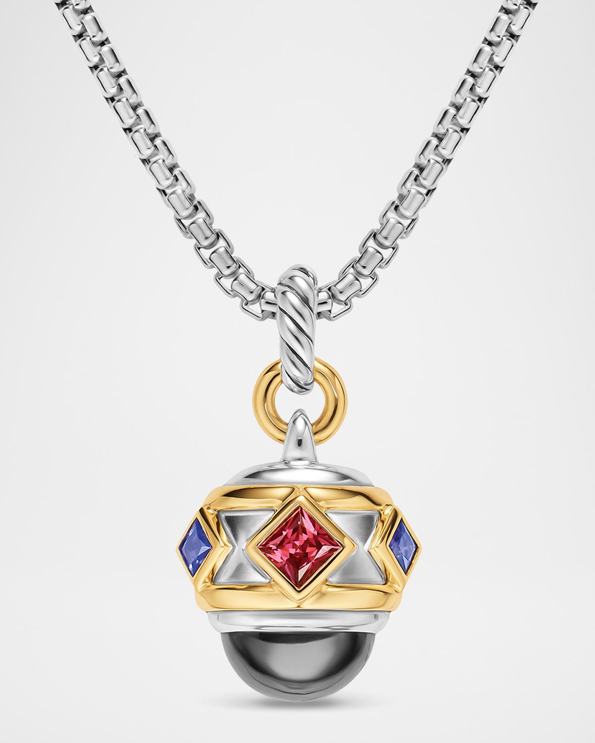 Renaissance Charm with Gemstones in Silver and 14K Gold
