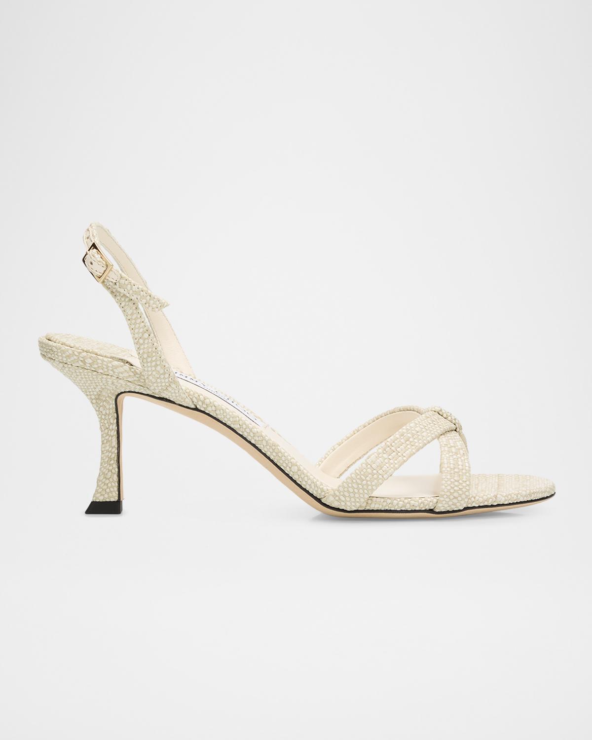 Jimmy Choo Elsy 70mm Raffia Slingback Sandals