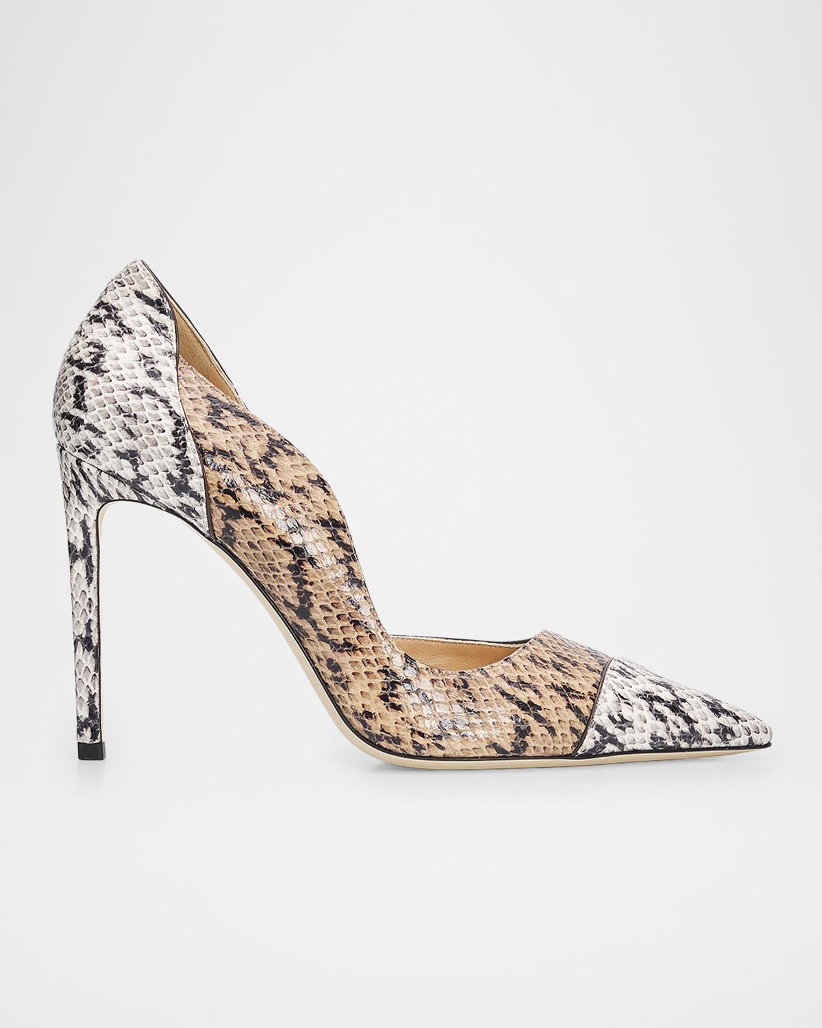 Jimmy Choo Brigitte 100mm Snake-Print Leather d 'Orsay Pumps