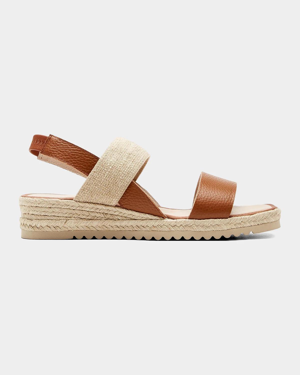 La Canadienne Rowena Leather Espadrille Wedge Sandals