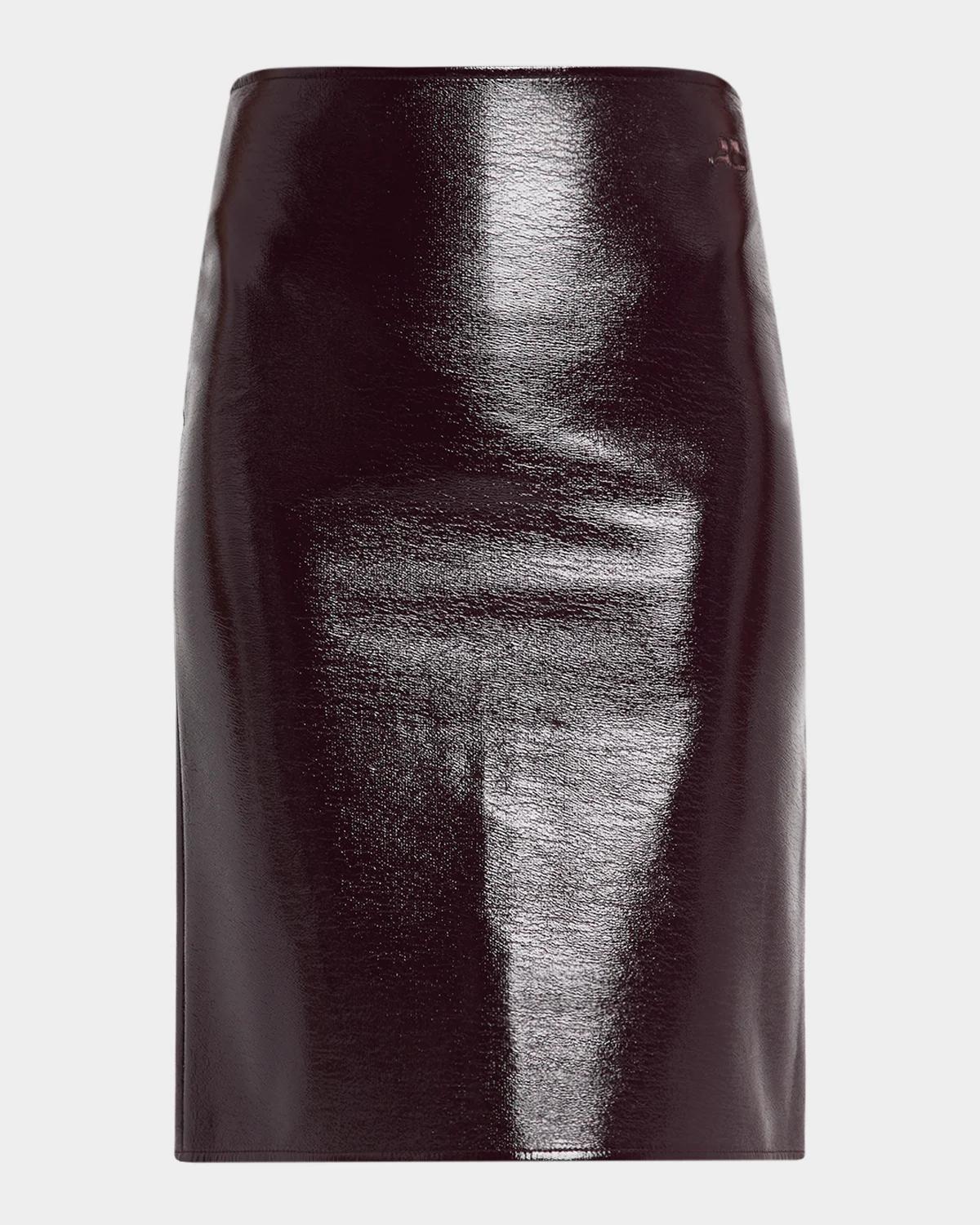 Courreges Shiny Vinyl Knee-Length Skirt
