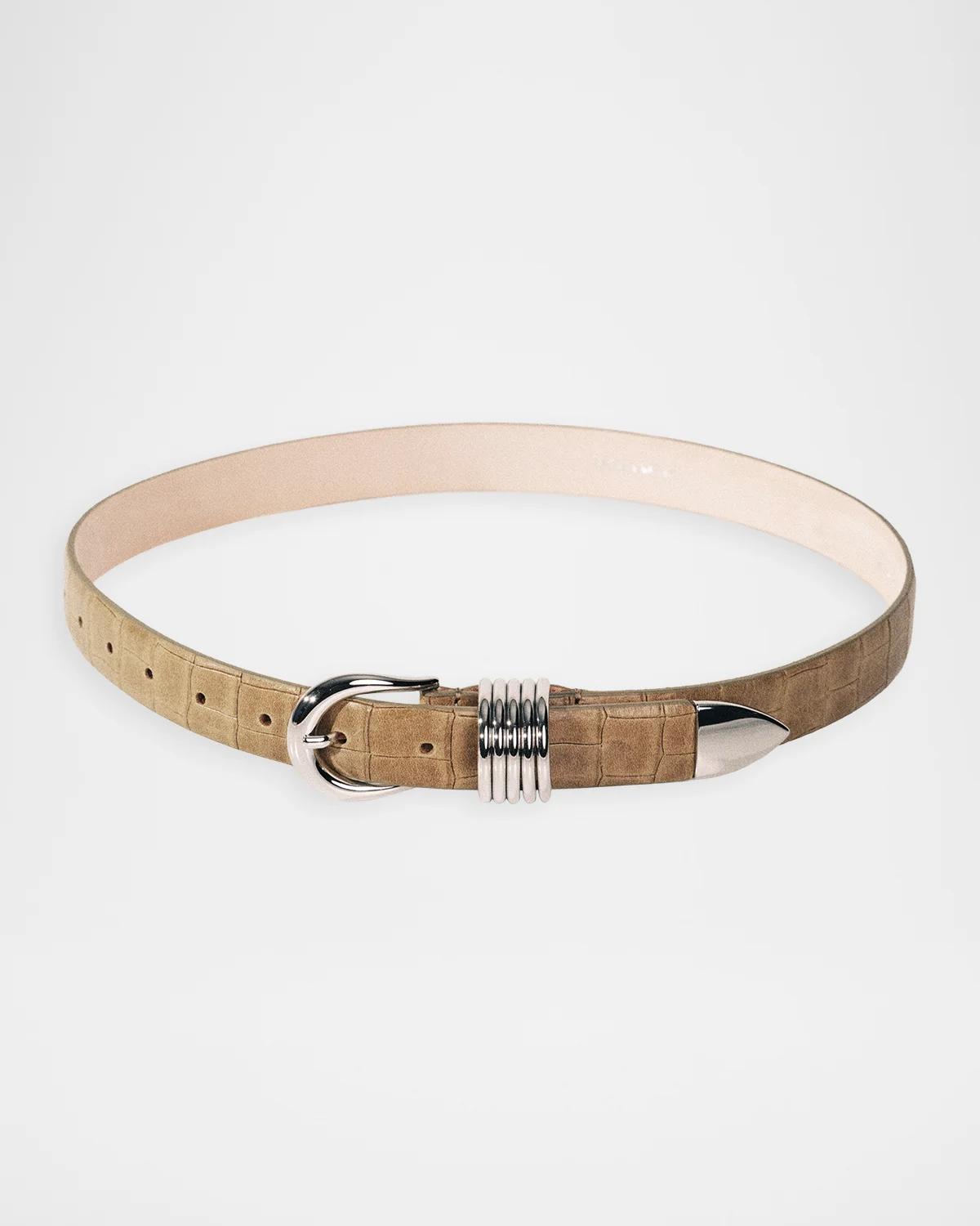 Dehanche Hollyhock Alligator-embossed Leather Belt In Chai Allig