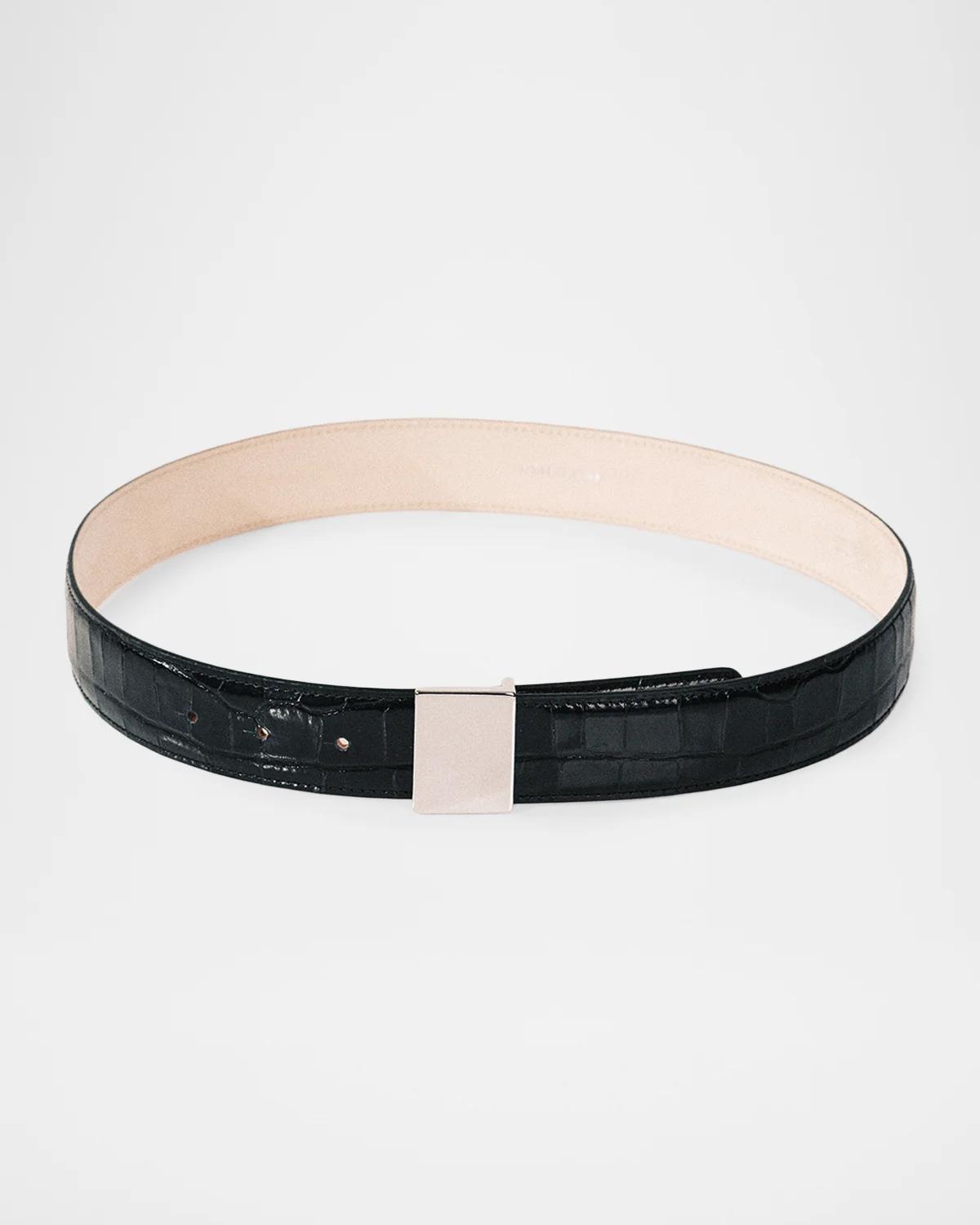 Dehanche Brandt Alligator-embossed Leather Belt In Black Alli