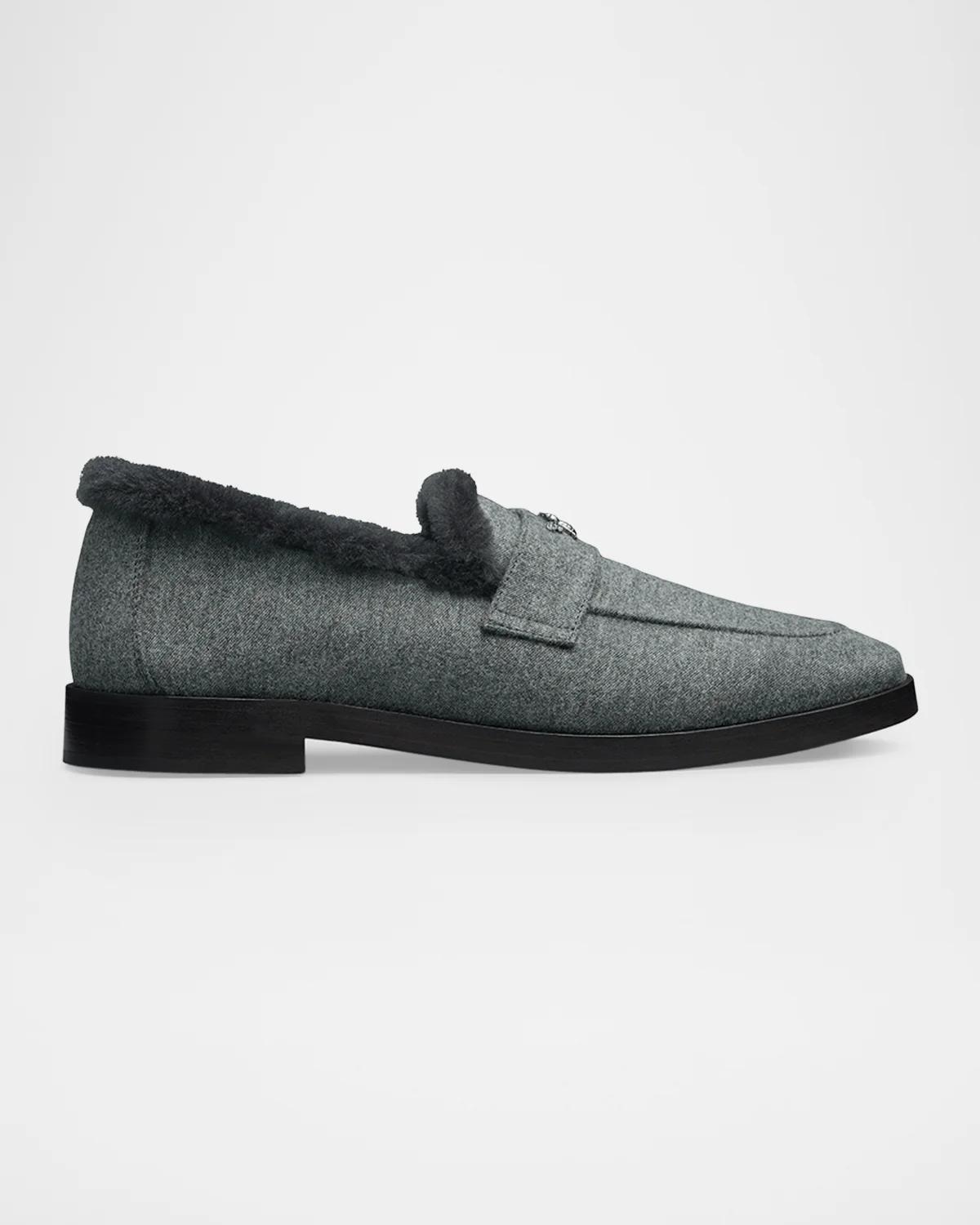 Bougeotte Aspen Flannel Shearling-Lined Loafers