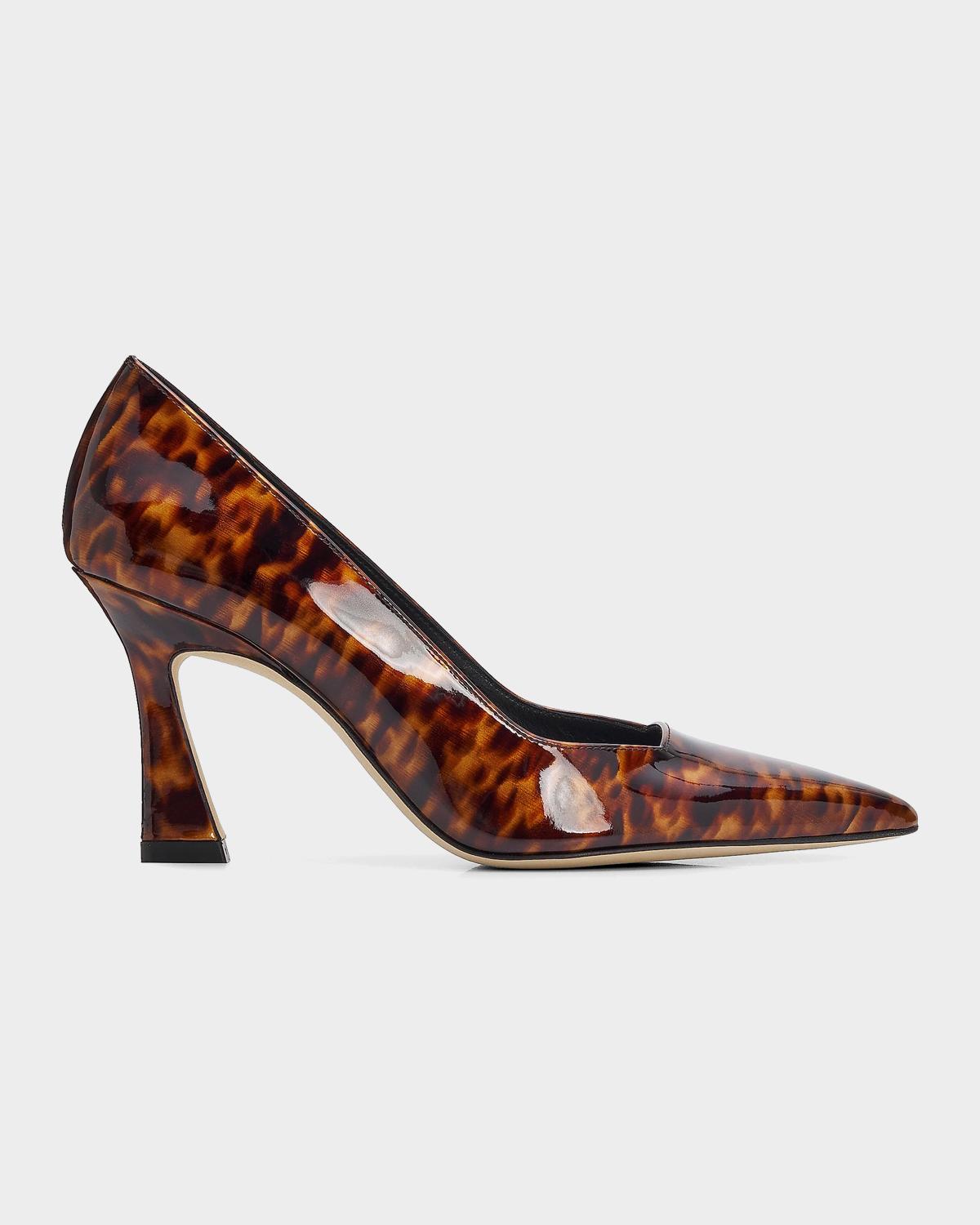 Stuart Weitzman 85mm Vinnie Tortoise-Printed Leather Pumps