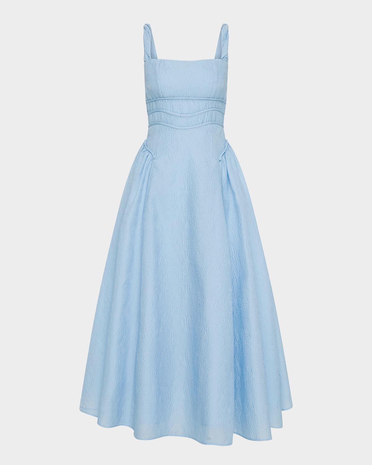 Rachel Gilbert Sophia Strap Textured Jacquard Tea-Length Dress