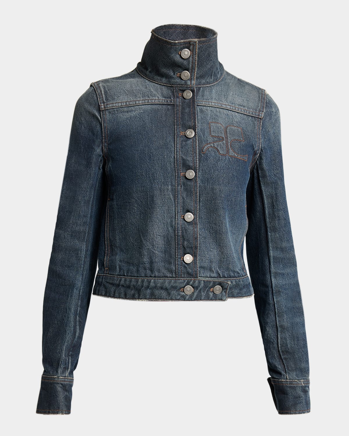 Courrèges Reedition Vintage Denim Jacket In Vintage Medium Blue