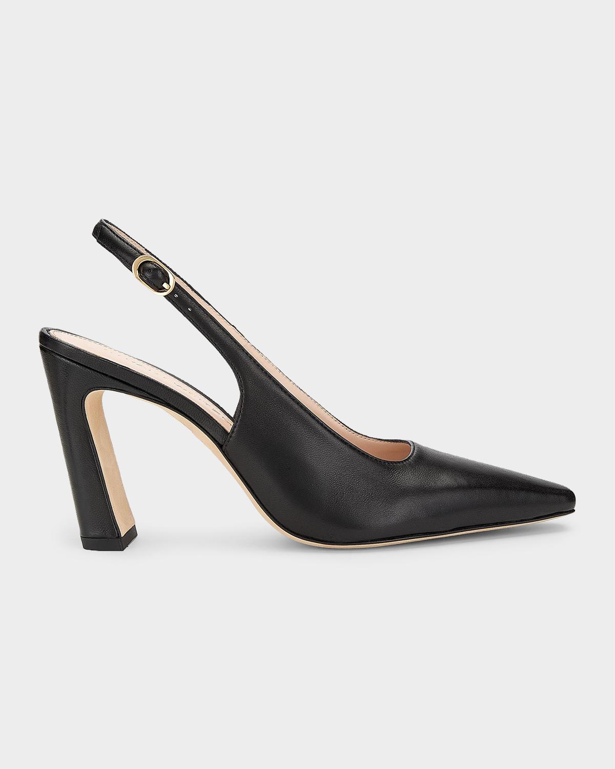 Stuart Weitzman Stassi 85mm Leather Slingback Pumps In Black