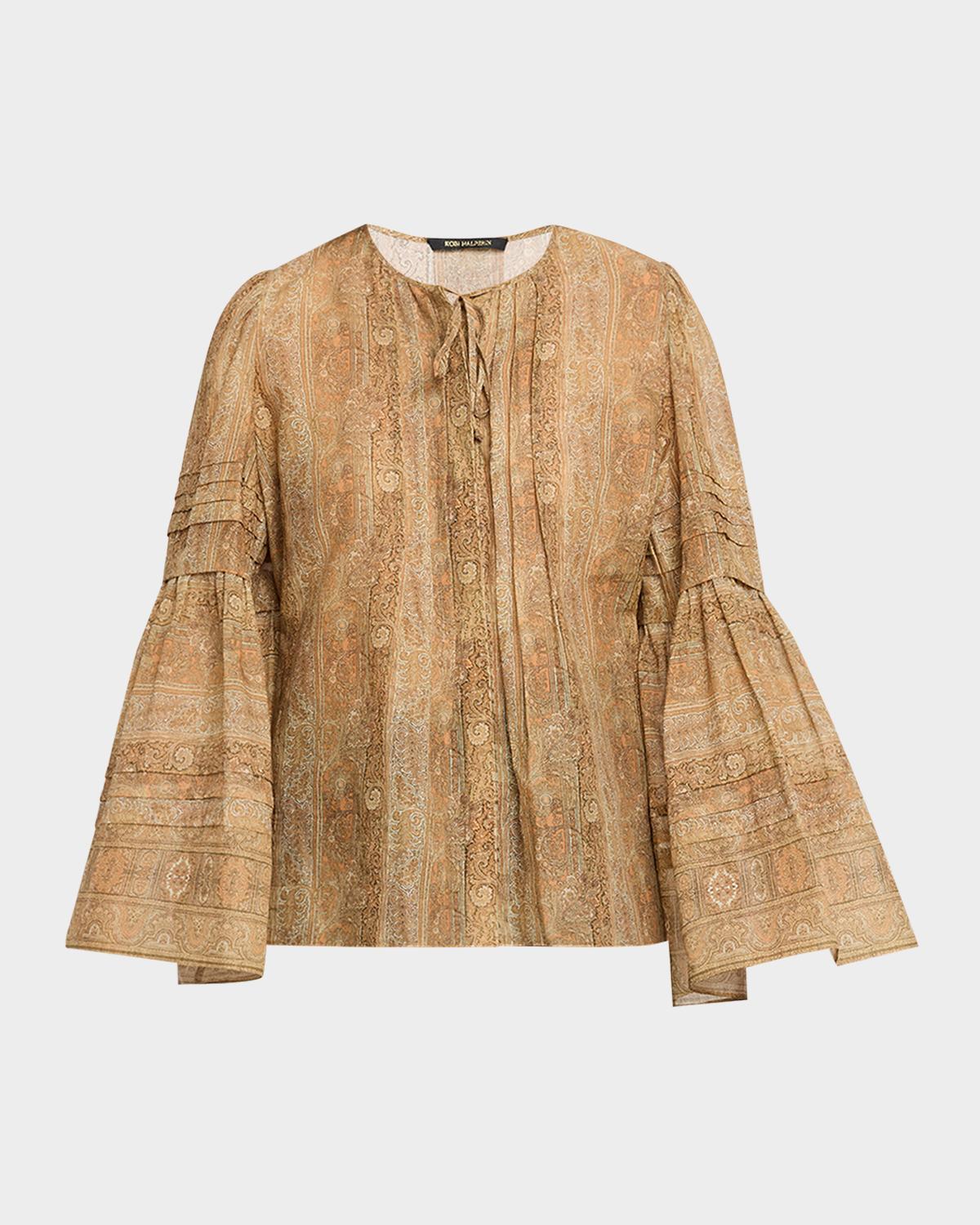 Kobi Halperin Joey Floral Flare-Sleeve Blouse