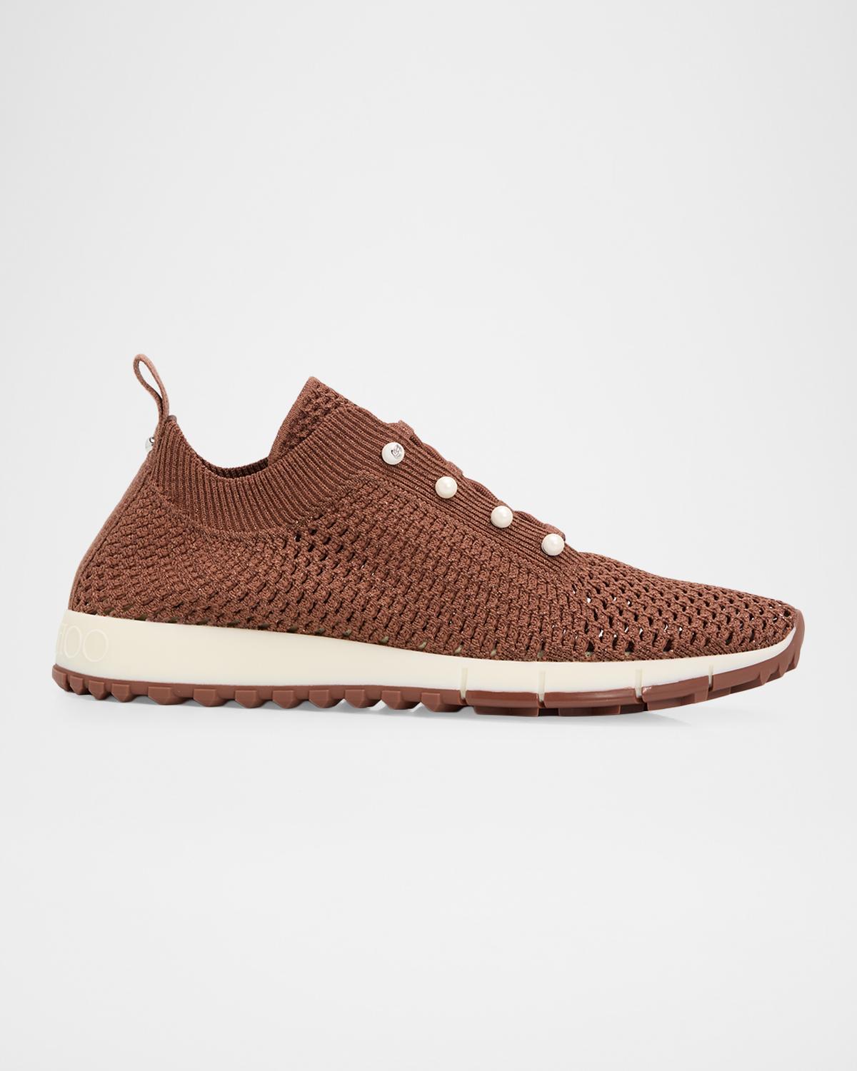 Jimmy Choo Veles Crochet-Knit Low-Top Trainers