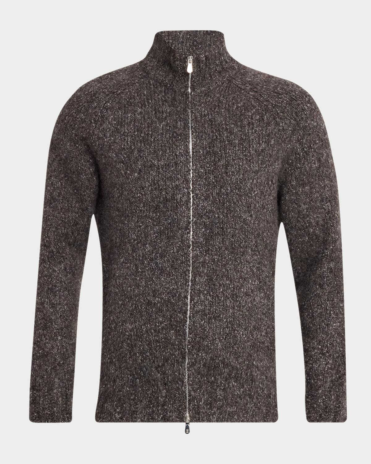Brunello Cucinelli Men's Cashmere and Silk Melange Full-Zip Cardigan