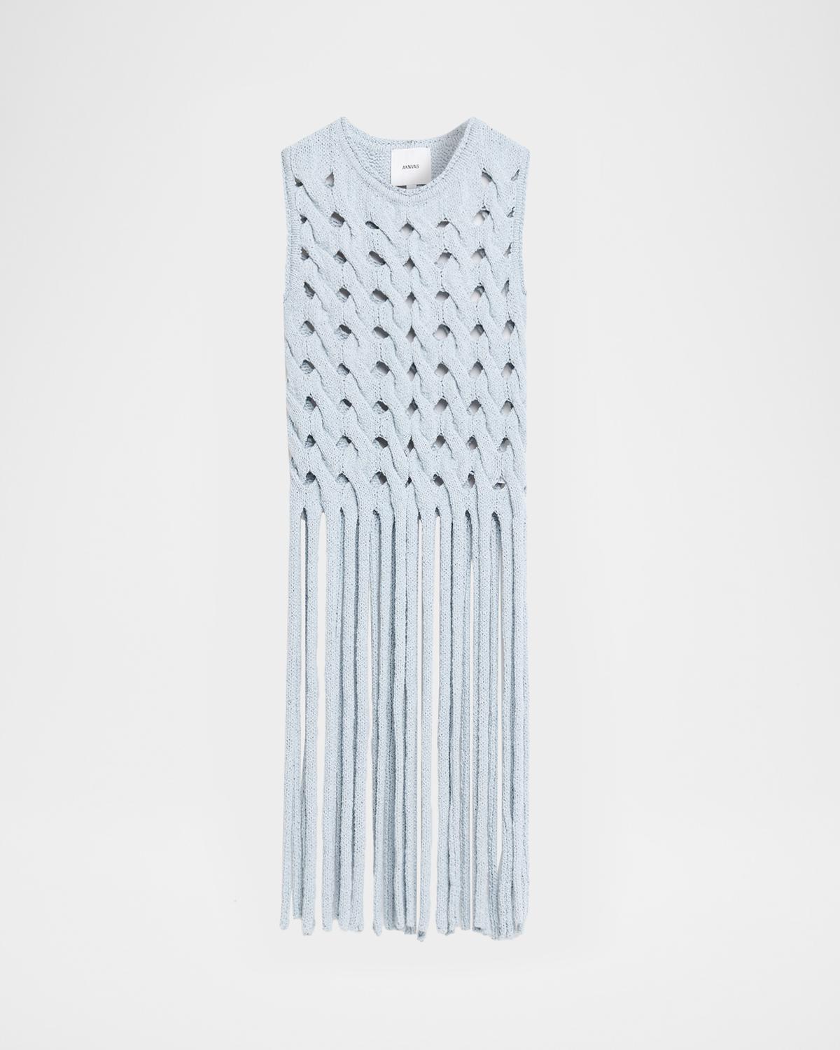 AKNVAS Kiki Cable Knit Fringe Top