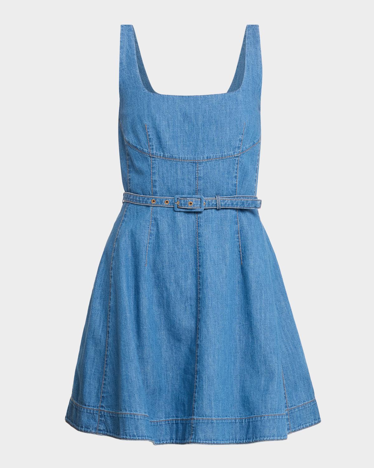 Tanya Taylor Paige Belted Denim Mini Dress