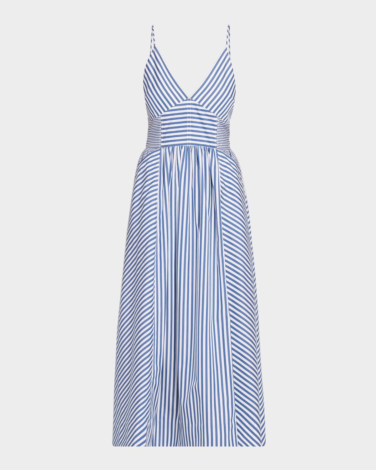 Tanya Taylor Vivien Cotton Stripe Spaghetti-Strap Midi Dress
