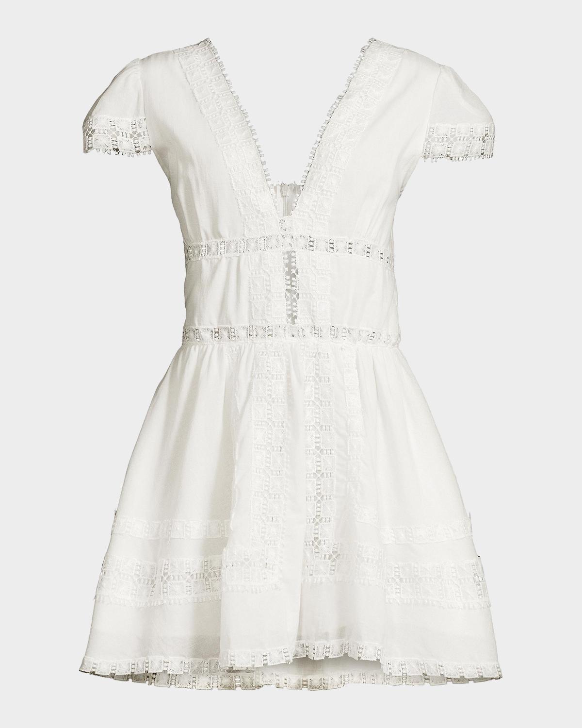 Peixoto Piper Lace-Trimmed Cotton Mini Dress