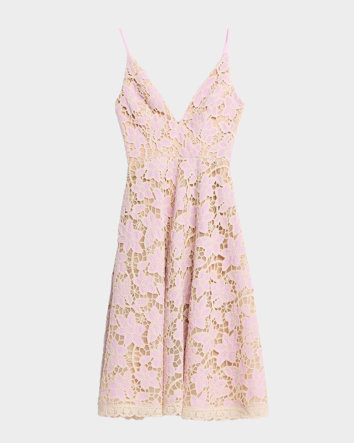 HELSI Amelia Plunging Floral Lace Midi Dress