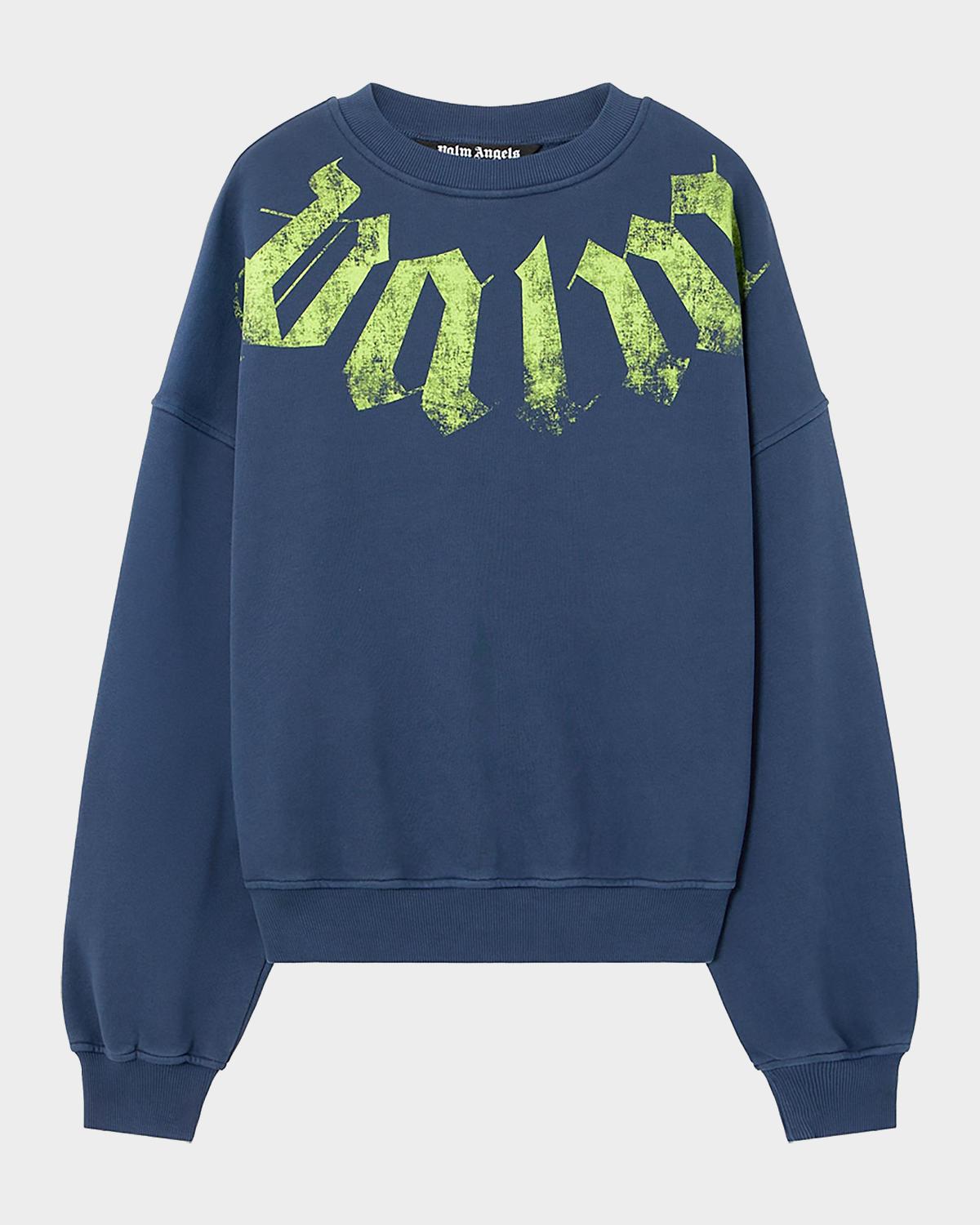 Palm Angels Men's Big Neck-Logo Cotton Sweatshirt