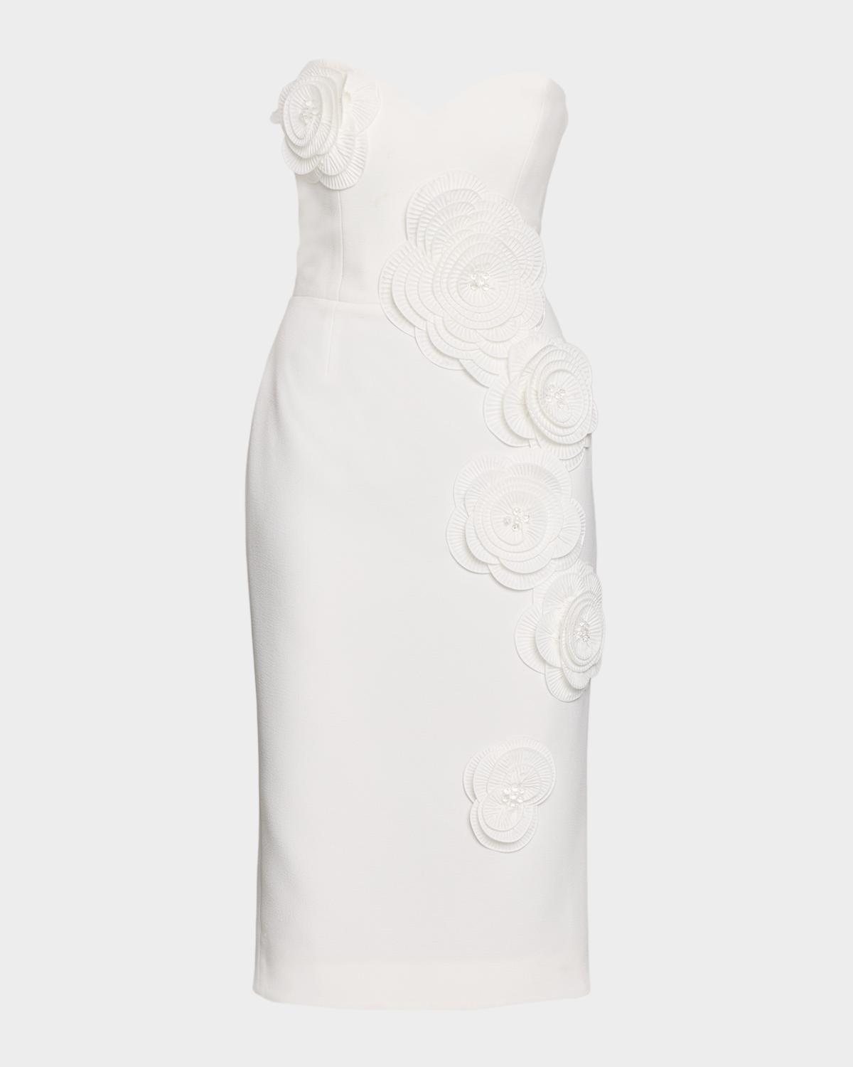 HELSI Kaia Strapless Floral Applique Midi Sheath Dress