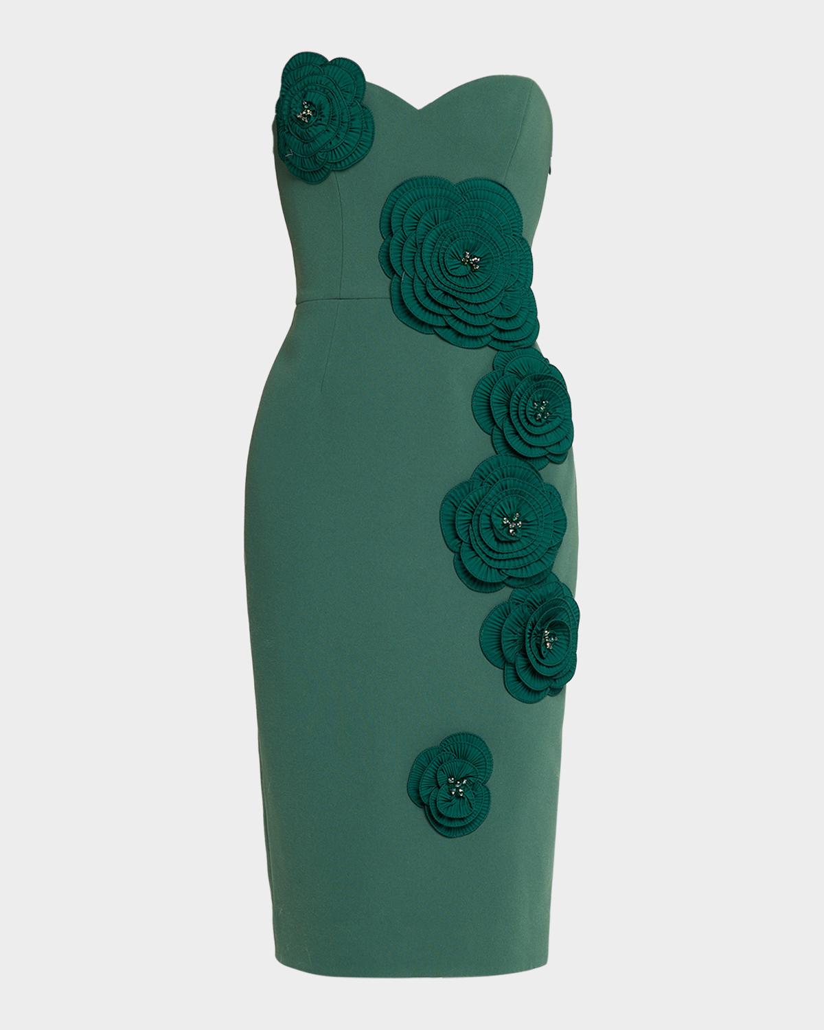 HELSI Kaia Strapless Floral Applique Midi Sheath Dress