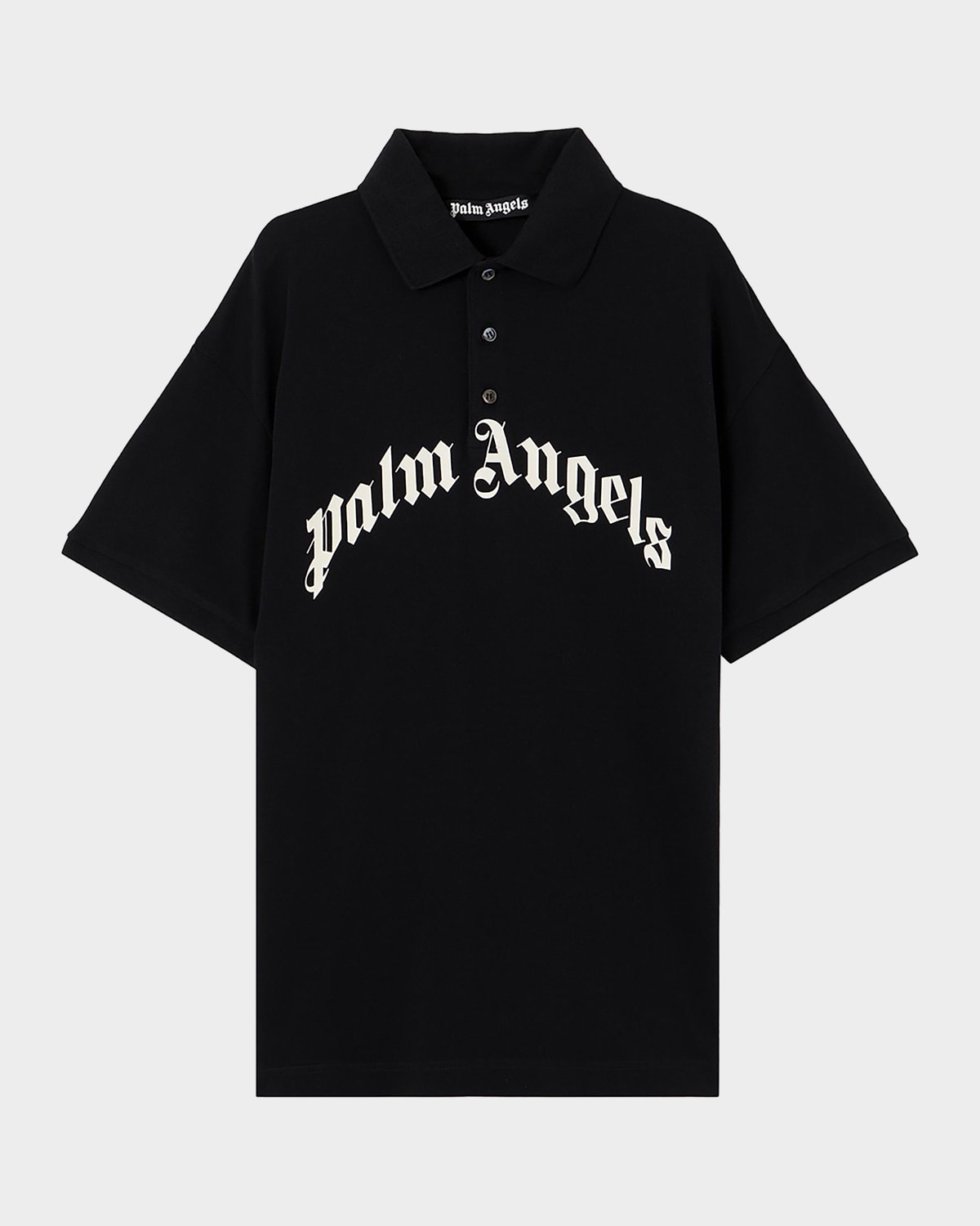 Palm Angels Men & Apos;s Logo Cotton Polo Shirt In Black Off