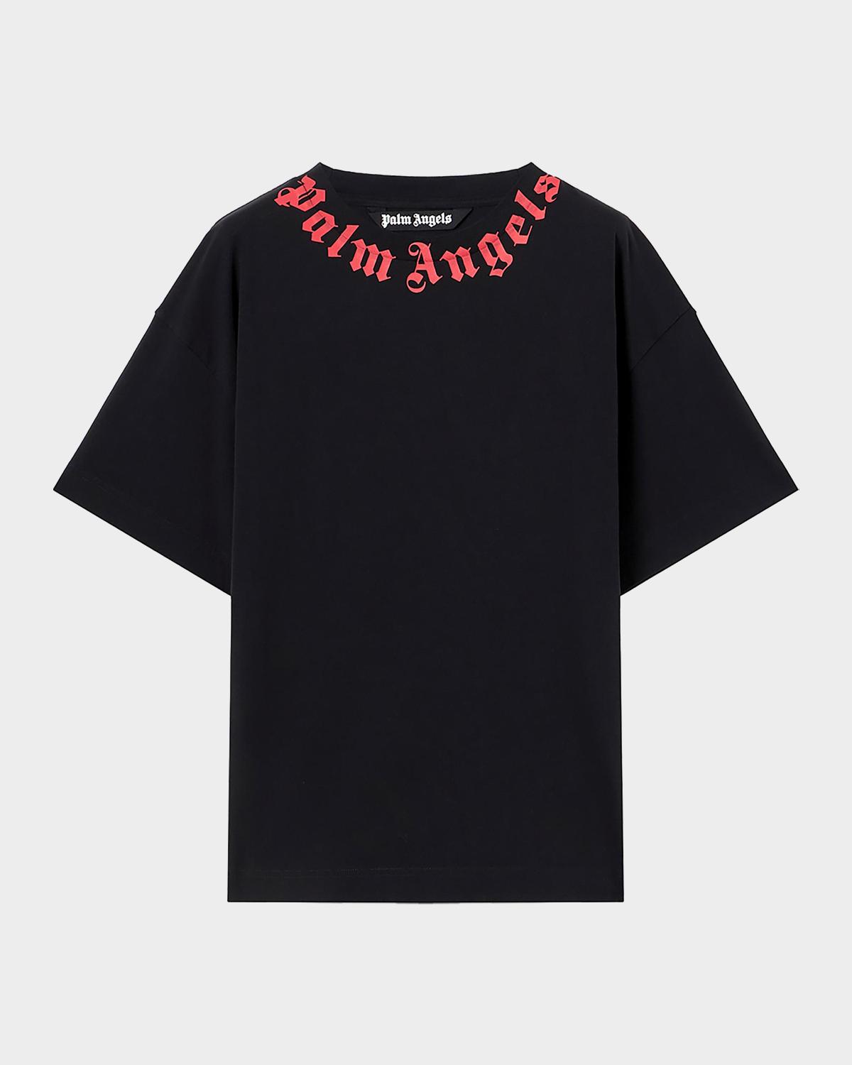 Palm Angels Men's Neck-Logo Crewneck T-Shirt