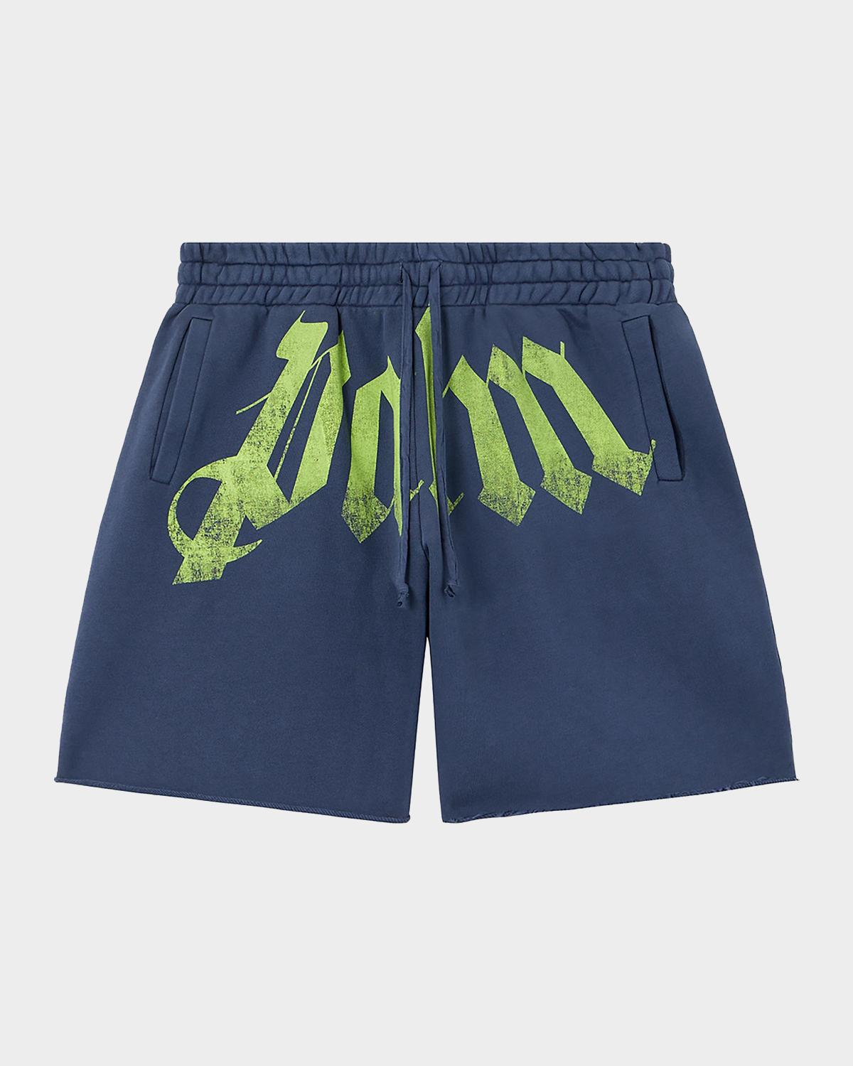 Palm Angels Men's Big Waist Logo Cotton Drawstring Sweatshorts