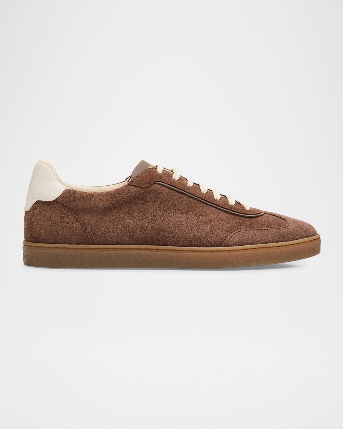 Brunello Cucinelli Men's Suede T-Toe Low-Top Sneakers