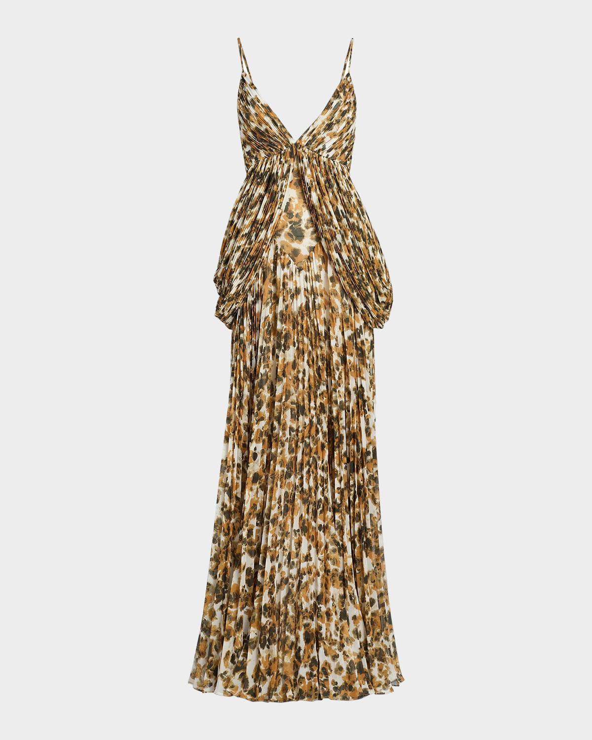 Et Ochs Micah Abstract Chiffon Pleated Gown