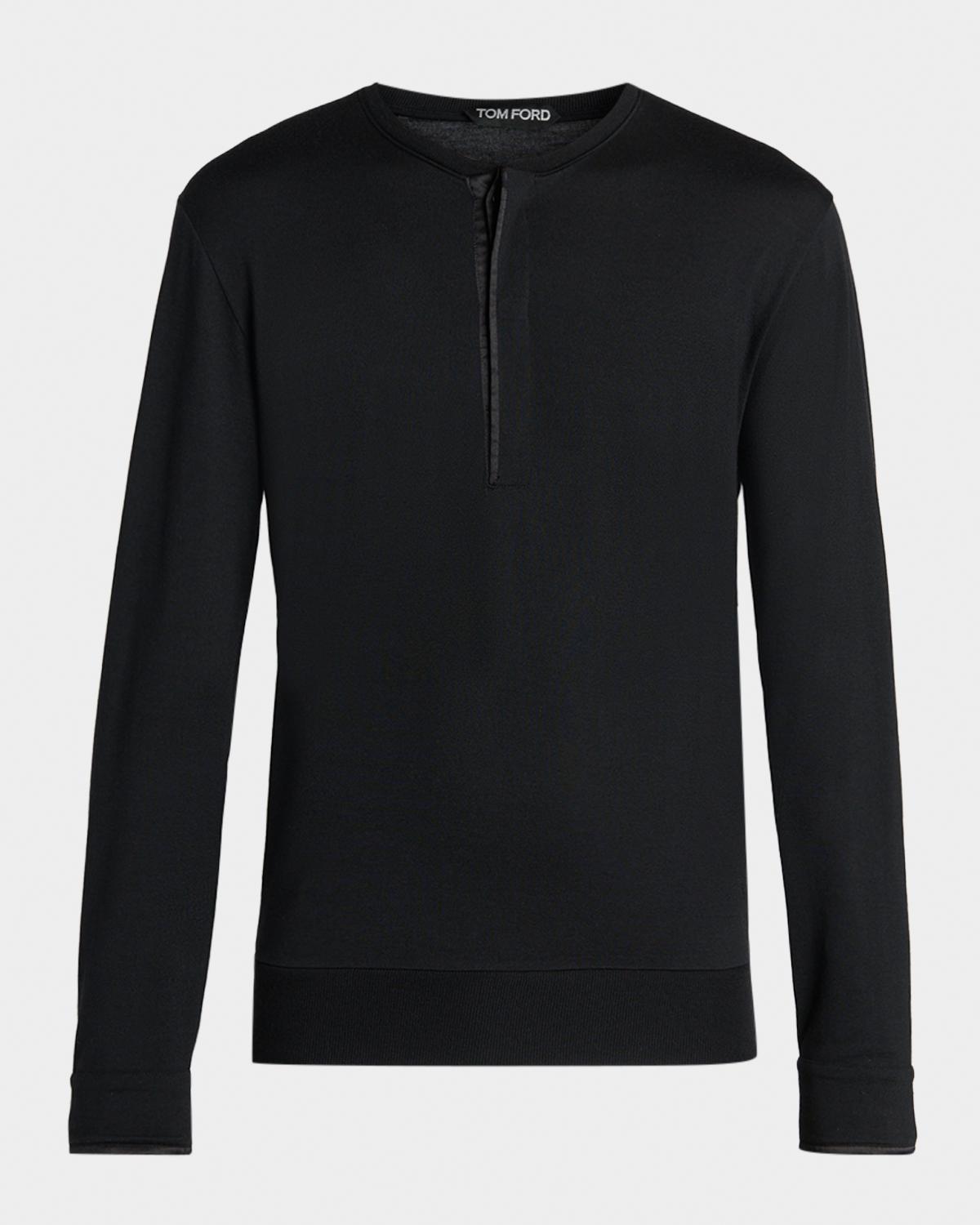 TOM FORD Boutique Men's Wool-Blend Henley Long-Sleeve T-Shirt