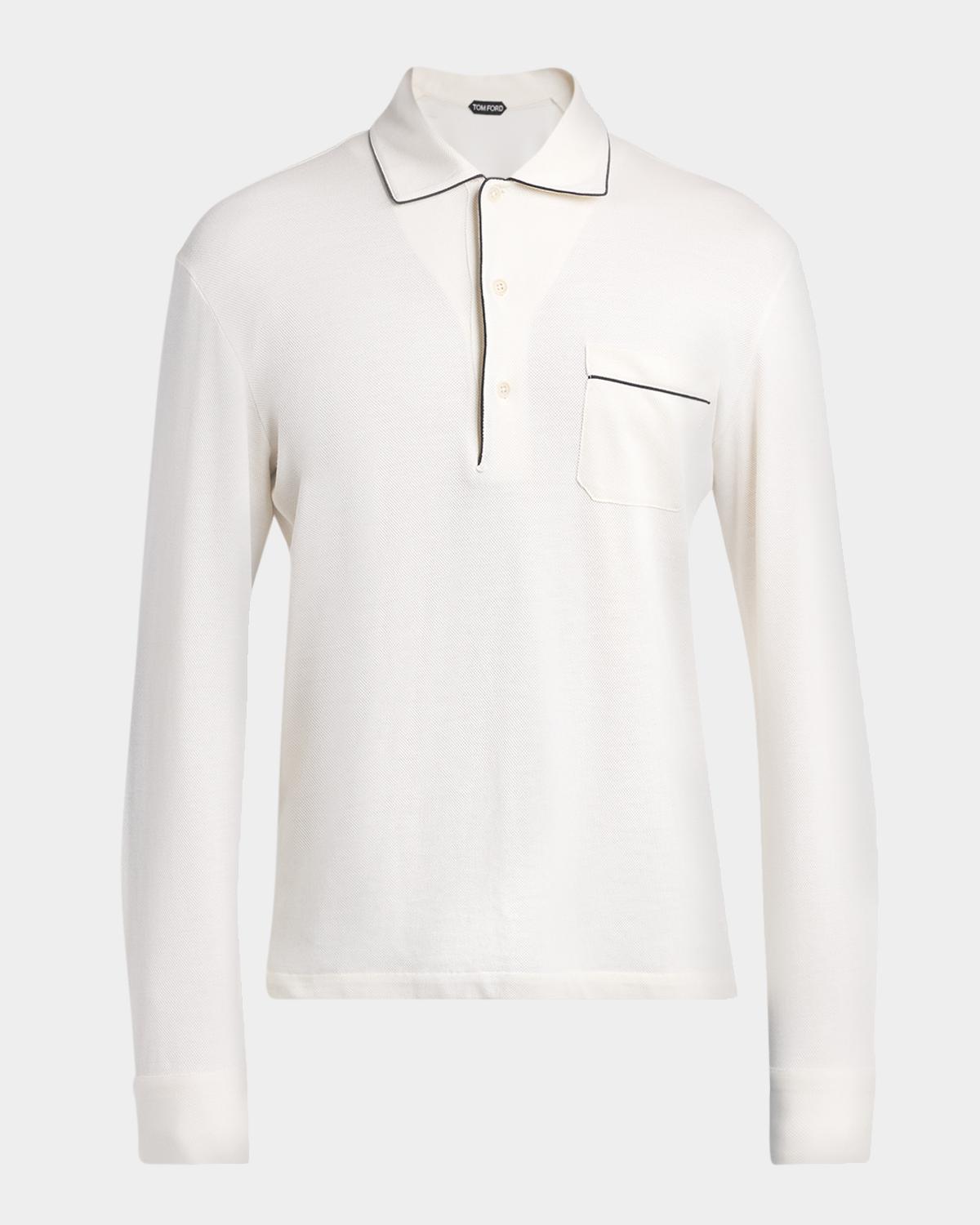 TOM FORD Boutique Men's Cotton Silk Piquet Polo Shirt