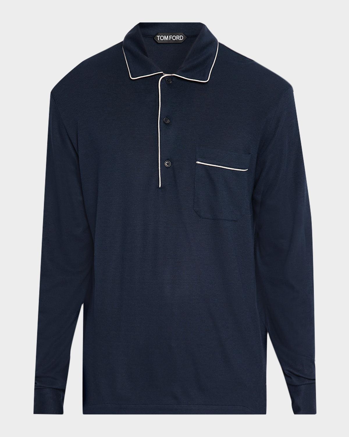 TOM FORD Boutique Men's Cotton Silk Piquet Polo Shirt