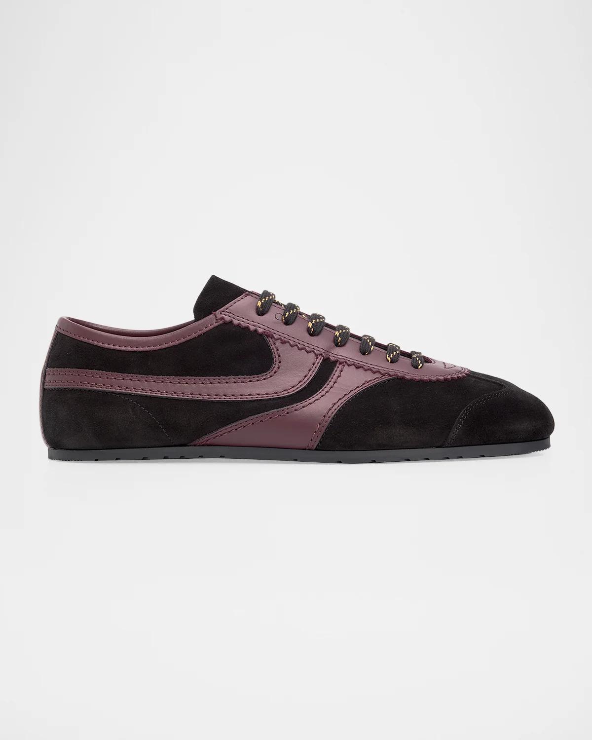 Dries Van Noten Men's Mosaicon T-Toe Suede Low-Top Sneakers