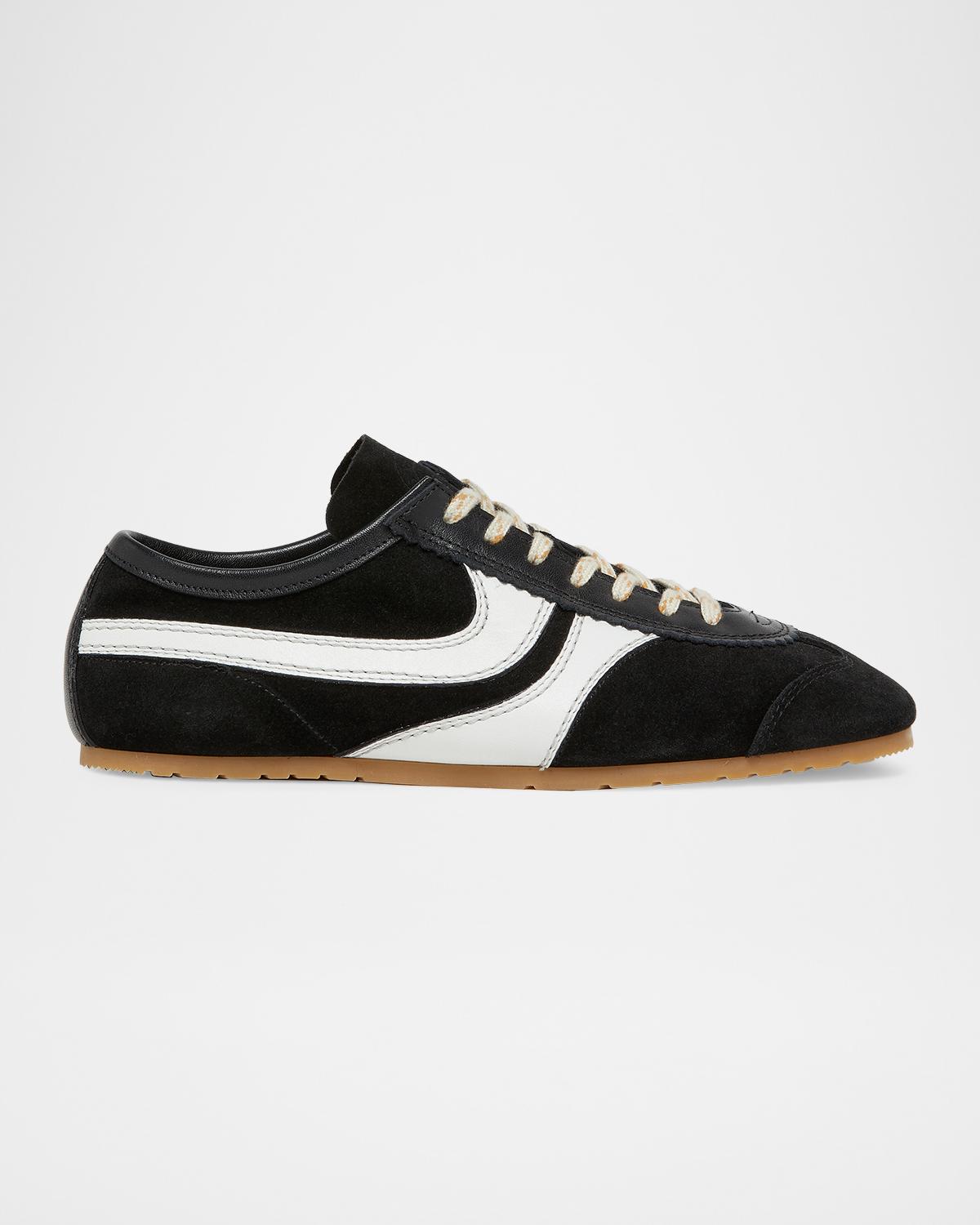 Dries Van Noten Men's Mosaicon T-Toe Suede Low-Top Sneakers