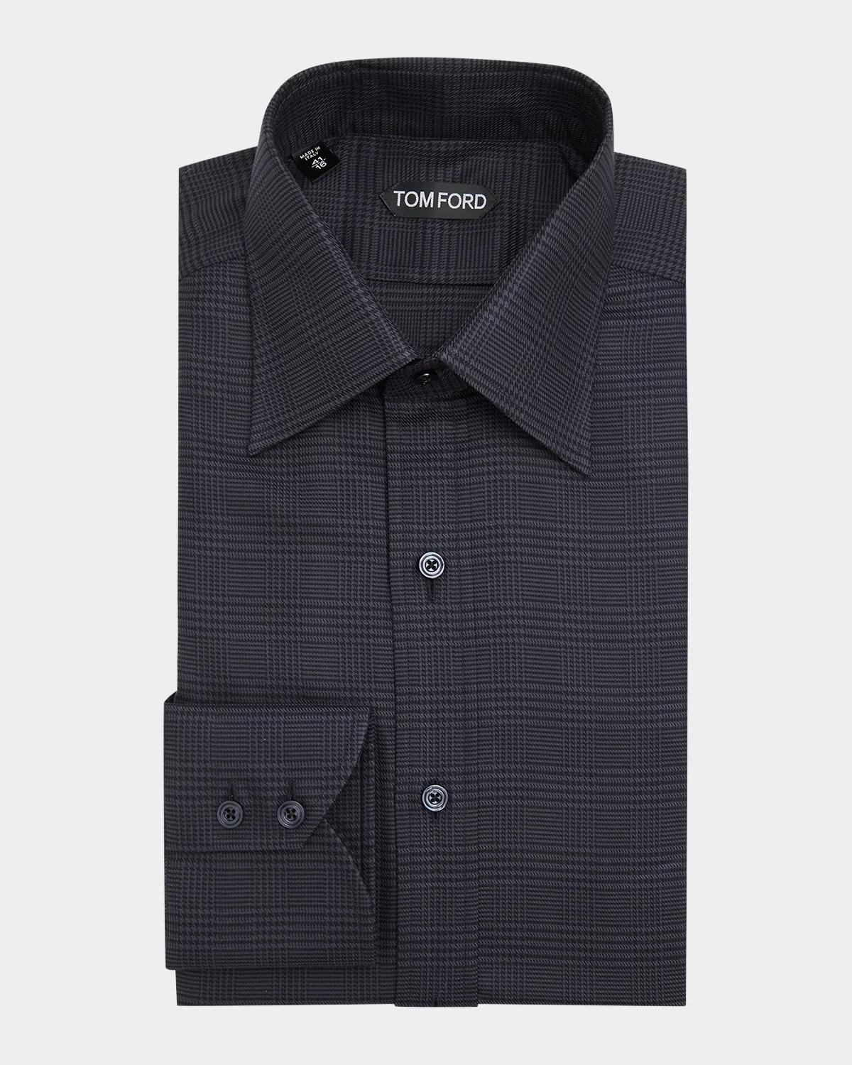 TOM FORD Boutique Men's Cotton Prince of Wales Classic-Fit Dress Shirt
