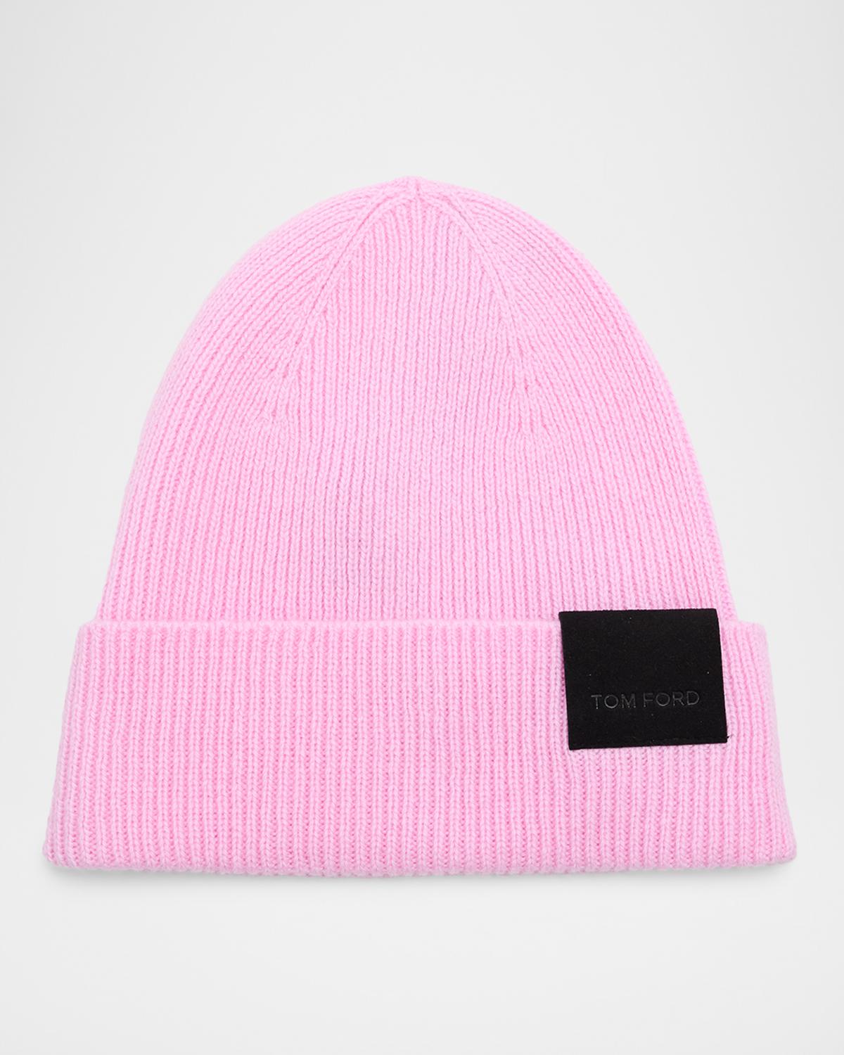 TOM FORD Boutique Men's Contrast-Label Cashmere Rib Beanie Hat