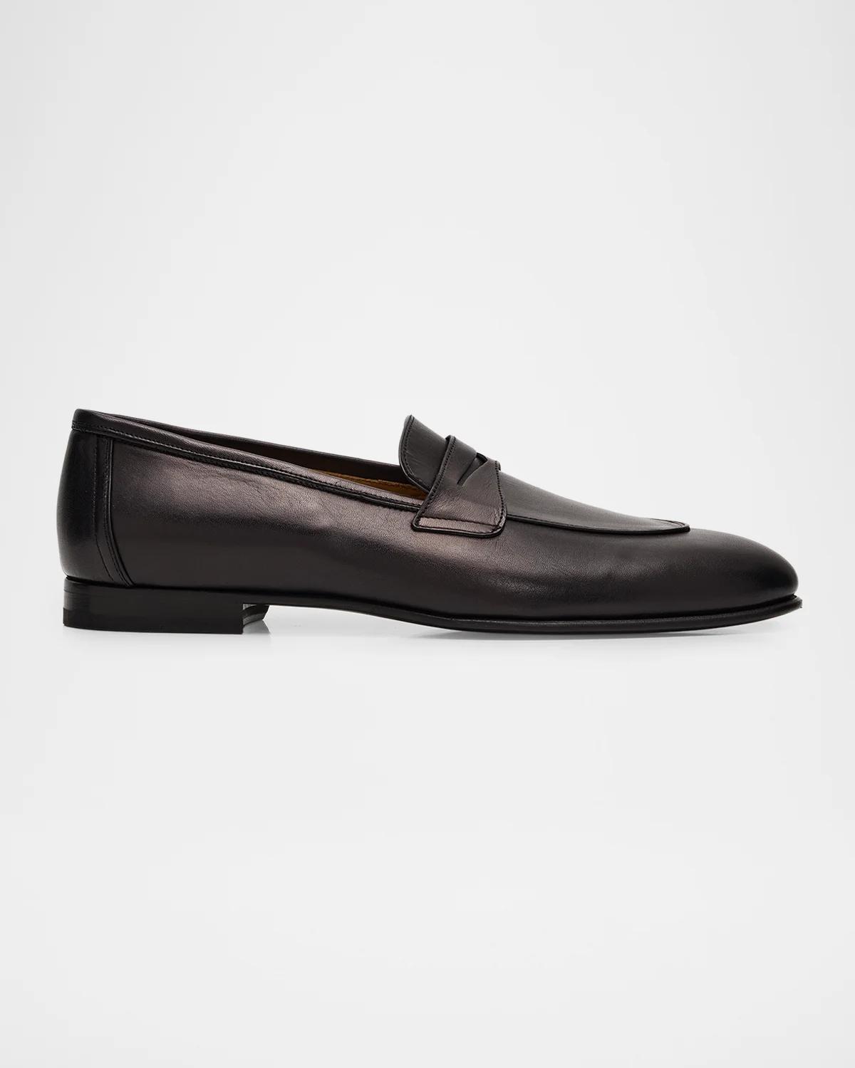 Kiton Men & Apos;s Calfskin Penny Loafers In Black