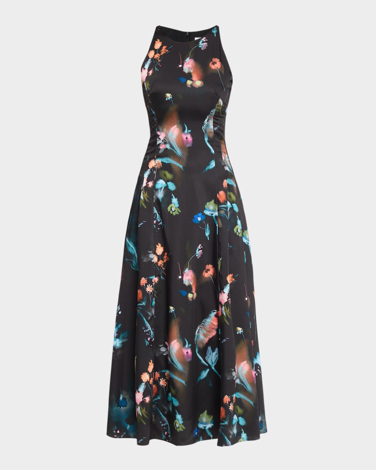 Prabal Gurung Jewel Neck Sleeveless Floral-Print Dress