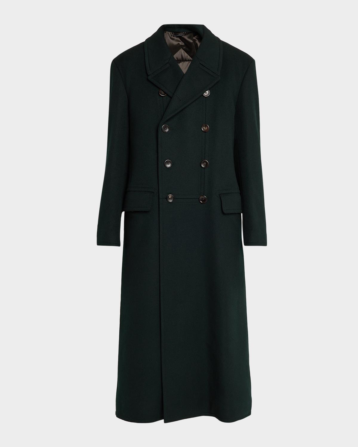 TOM FORD Boutique Men's Wool and Cashmere Melton Double-Breasted Officer Coat