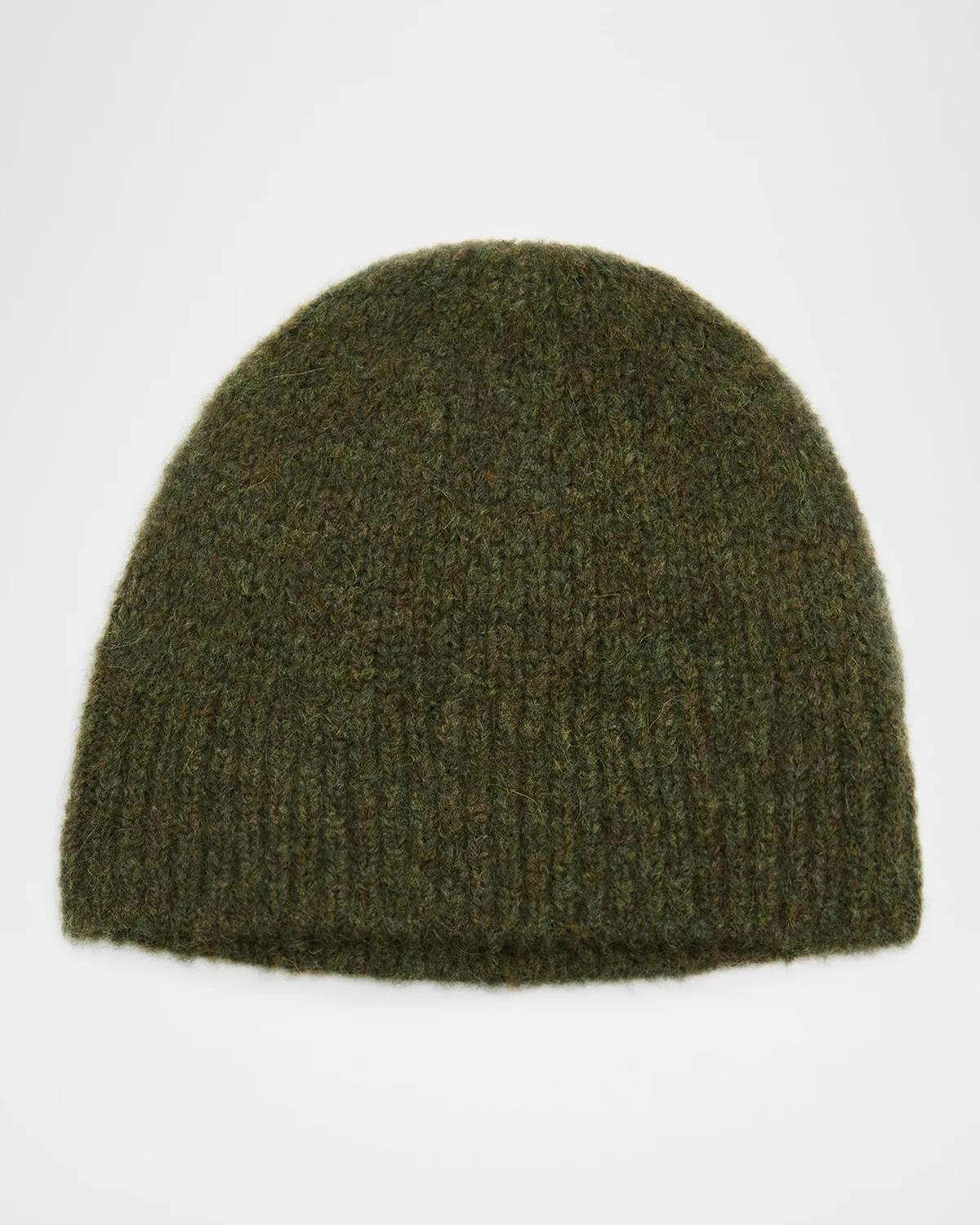 Dries Van Noten Men's Moss Wool Ribbed Beanie Hat