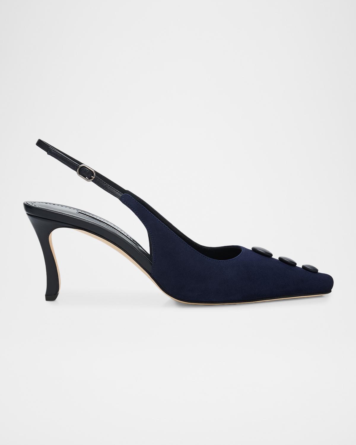 Manolo Blahnik 70mm Alexapla Suede Slingback Pumps