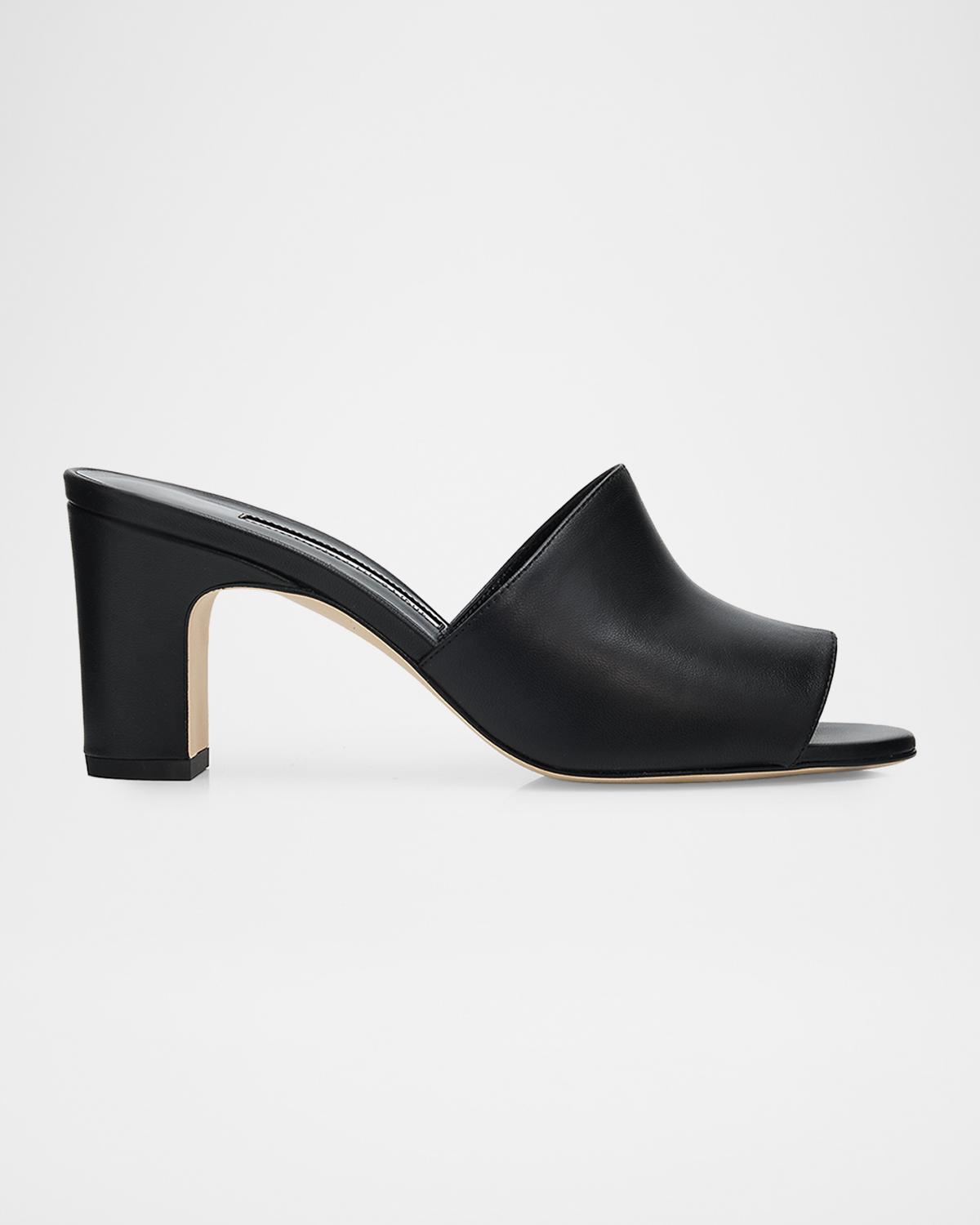 Manolo Blahnik 70mm Rapallabar Leather Mules