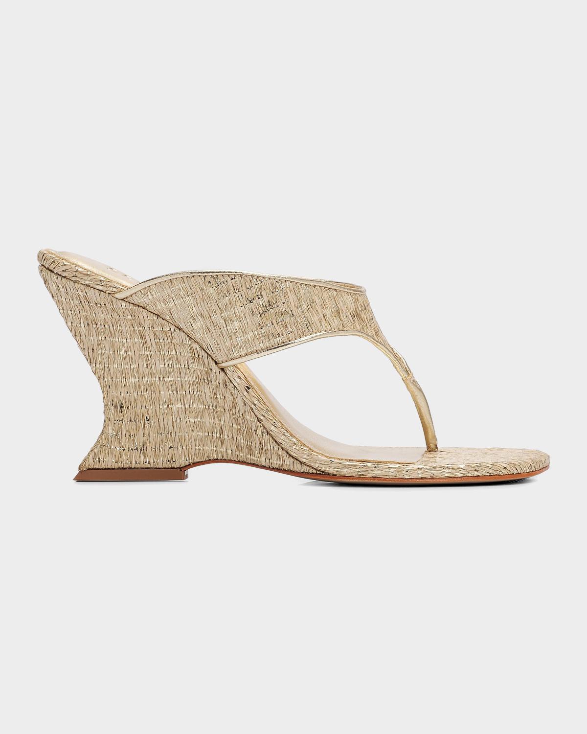 Schutz Maya 95MM Leather Wedge Sandals