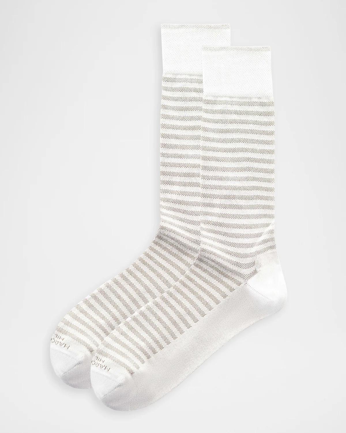 Marcoliani Men & Apos;s Stripe Mousse Crew Socks In Ice Grey