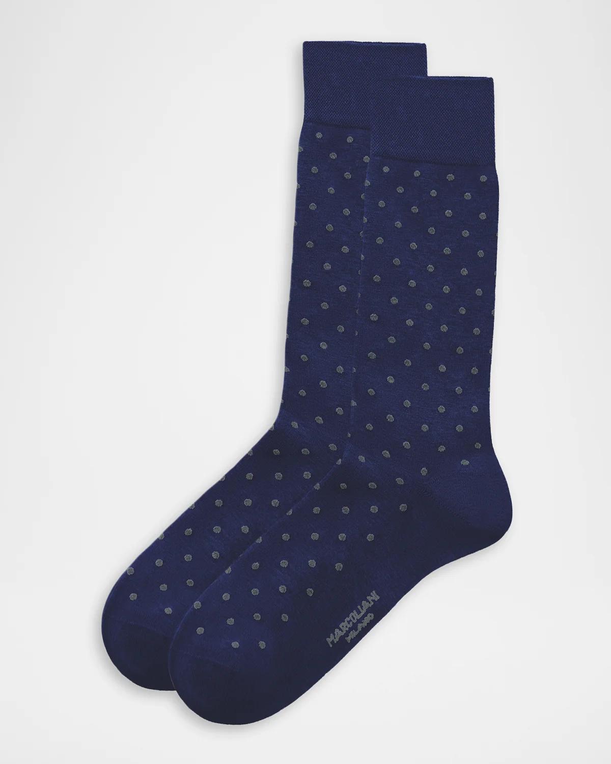 Marcoliani Men & Apos;s Tailor Dots Crew Socks In Navy