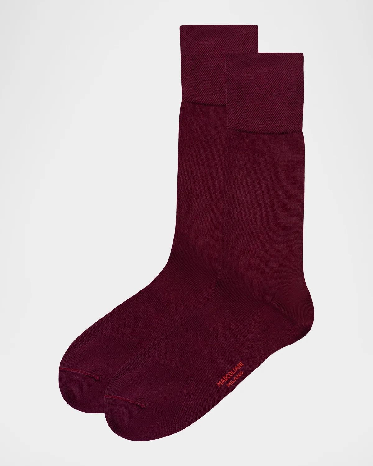 Marcoliani Men & Apos;s Mousse Modal Crew Socks In Bordeaux