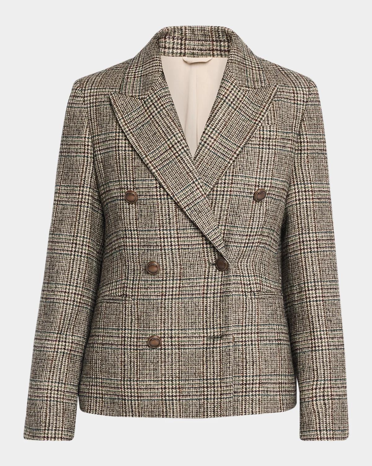 Brunello Cucinelli Double-Breasted Prince Of Wales Tailored Jacket
