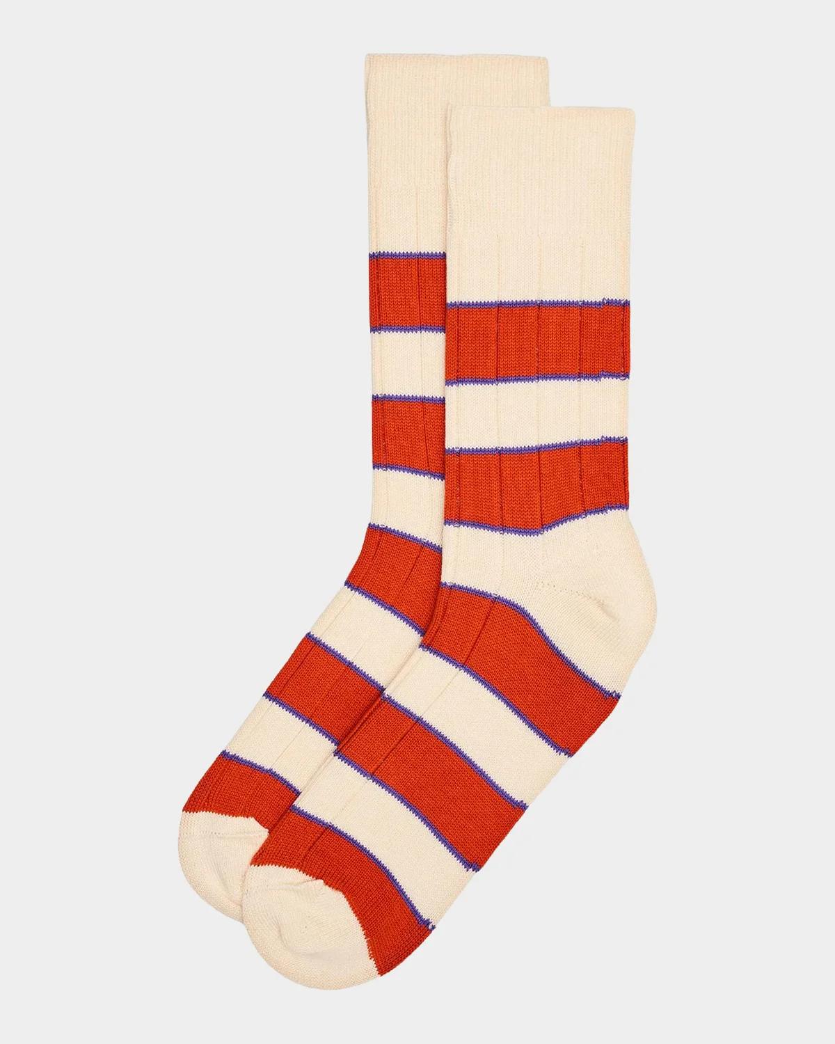 Paul Smith Men's Kennedy Contrast-Stripe Crew Socks