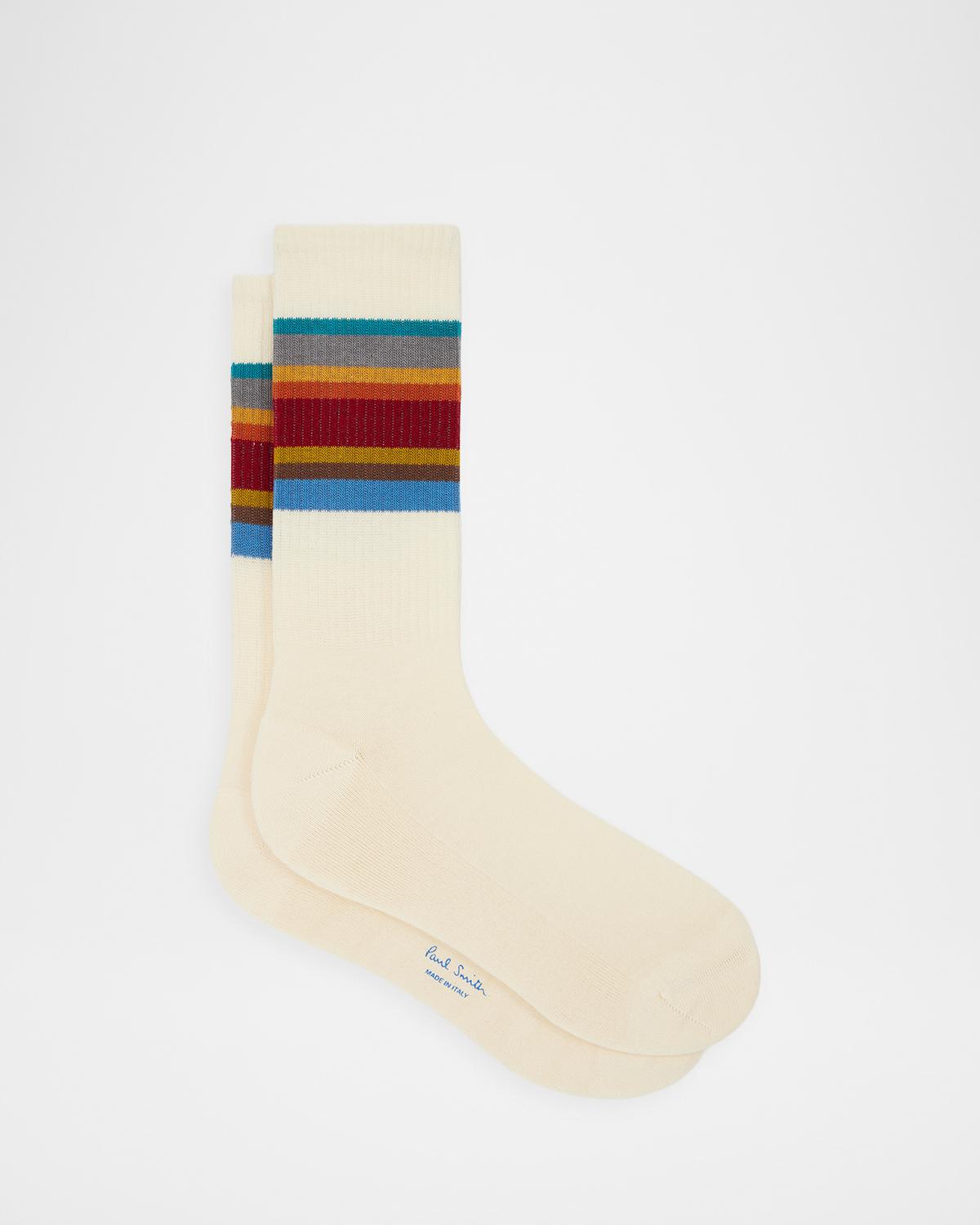 Paul Smith Men's Signature Stripe Ribbed Crew Socks